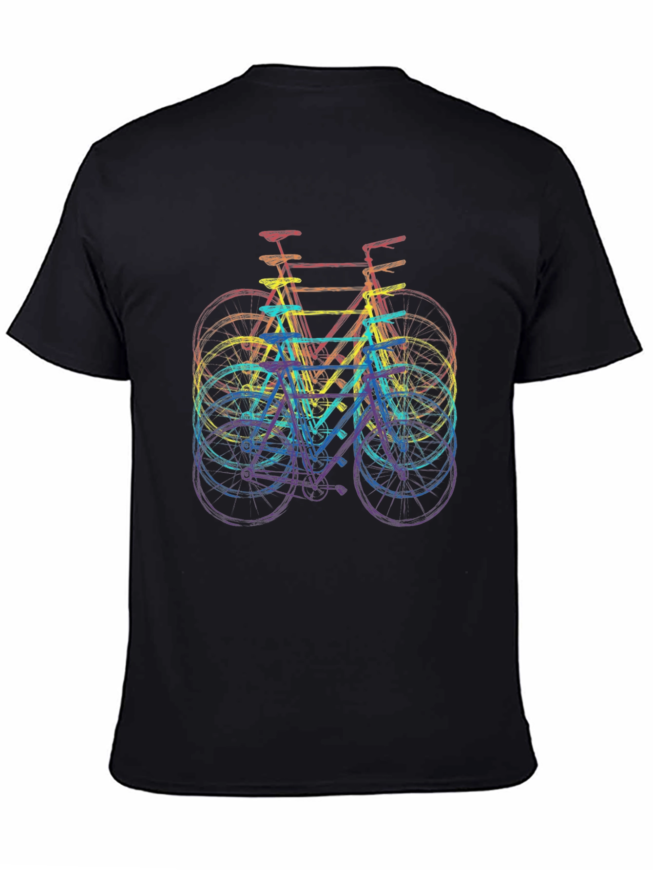 Black Retro Bicycle Rainbow T-Shirt view 4