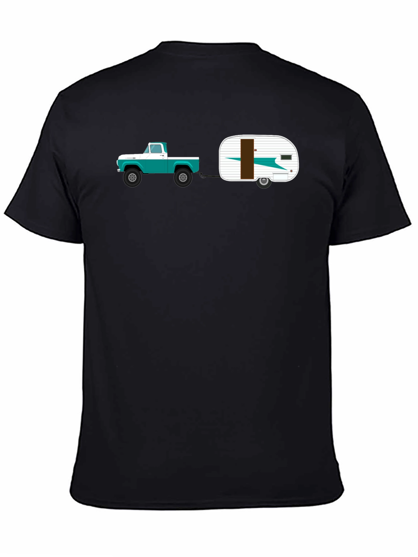 Black Vintage Truck & Camper Black T-Shirt view 4