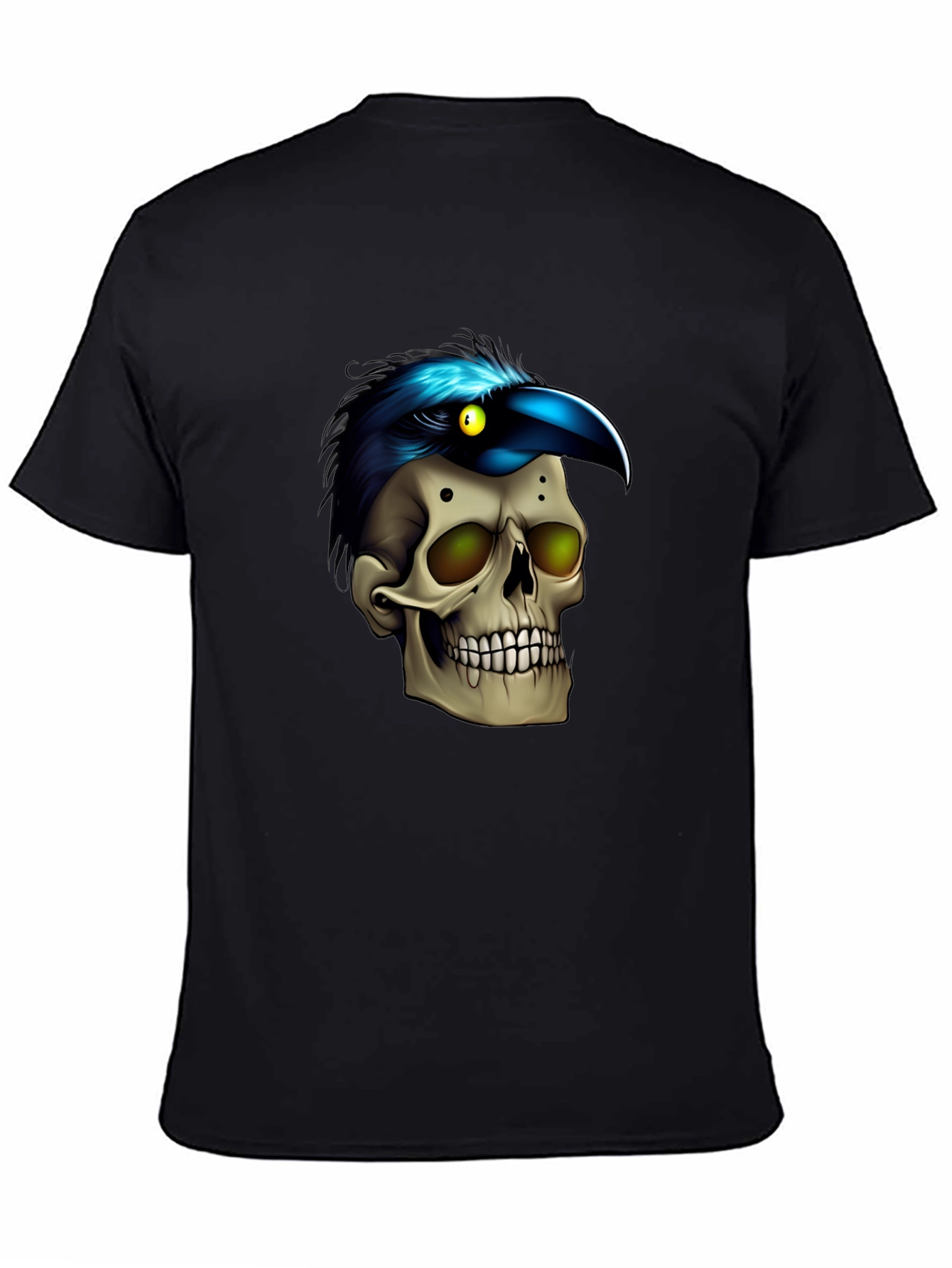 Black Skull & Raven T-Shirt: Gothic Style view 4