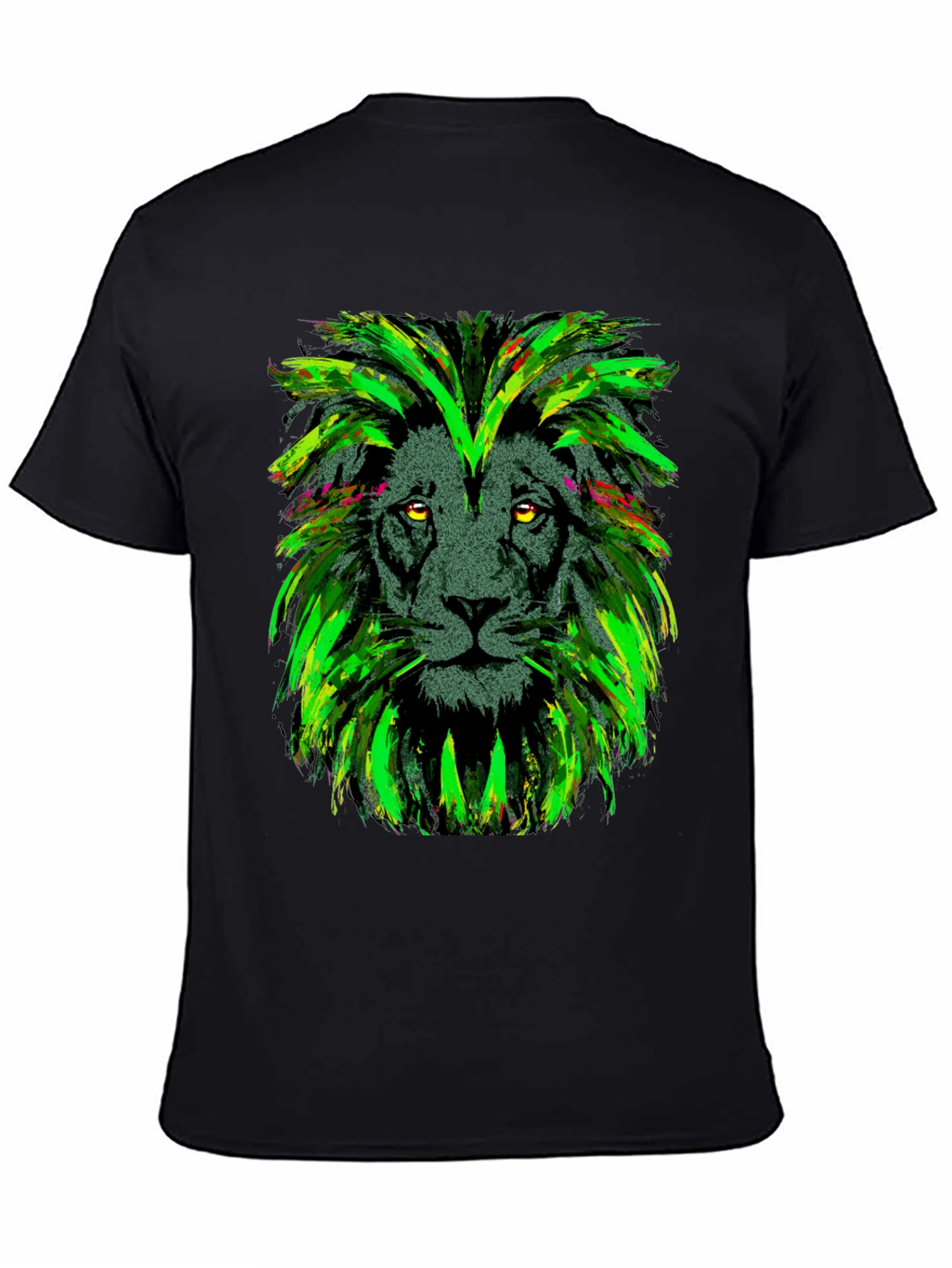 Black Lion Head Graphic Print Black T-Shirt view 4