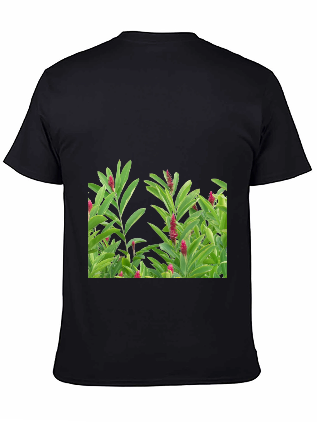 Black Tropical Plant Graphic Tee - Black Cotton Shirt view 4