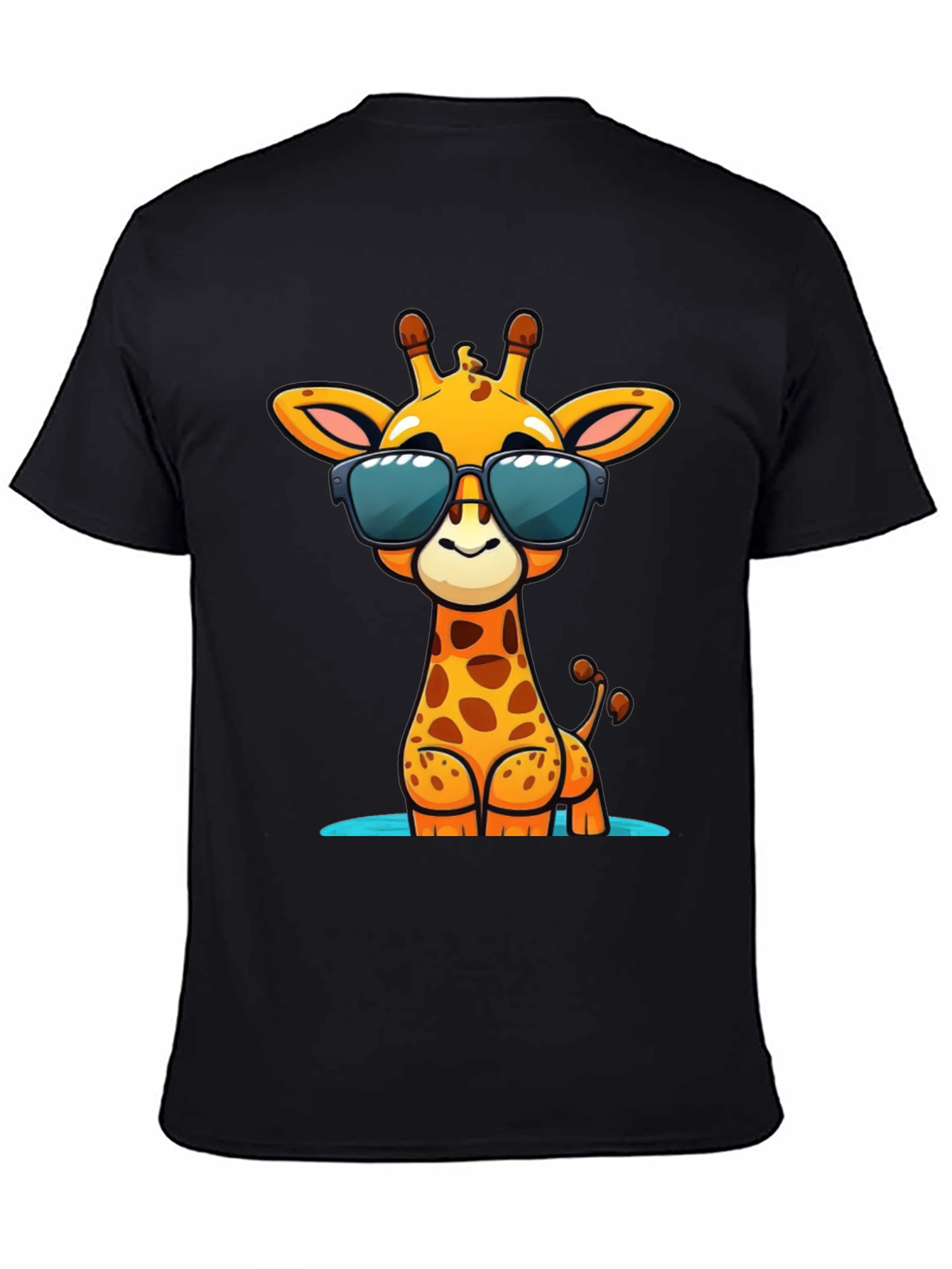 Black Cool Giraffe Graphic Tee - Black Cotton Shirt view 4
