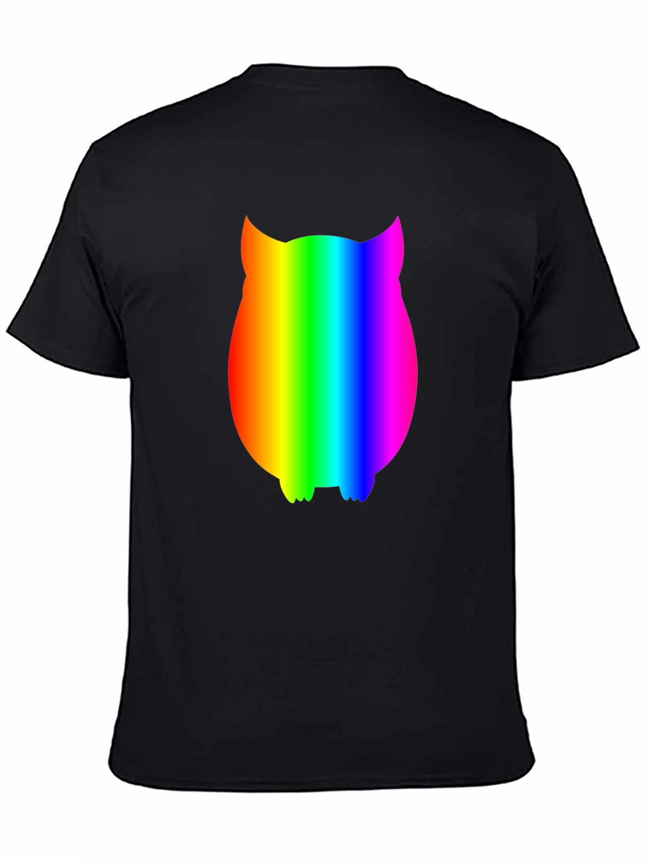 Black Rainbow Owl Graphic Tee - Black Cotton Blend view 4