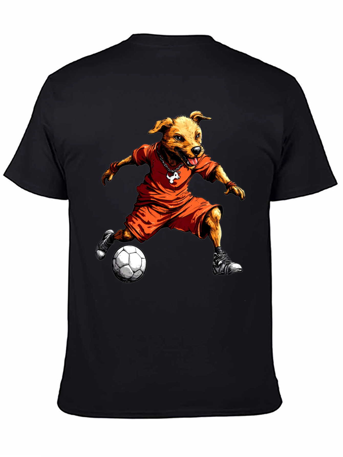 Black Dog Soccer Player Graphic T-Shirt view 4