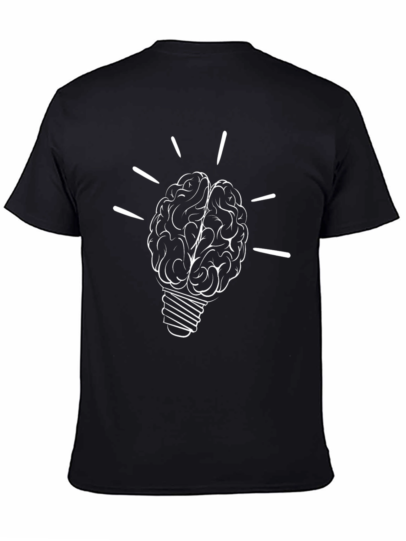 Black Brain Lightbulb Graphic Tee - Black view 4