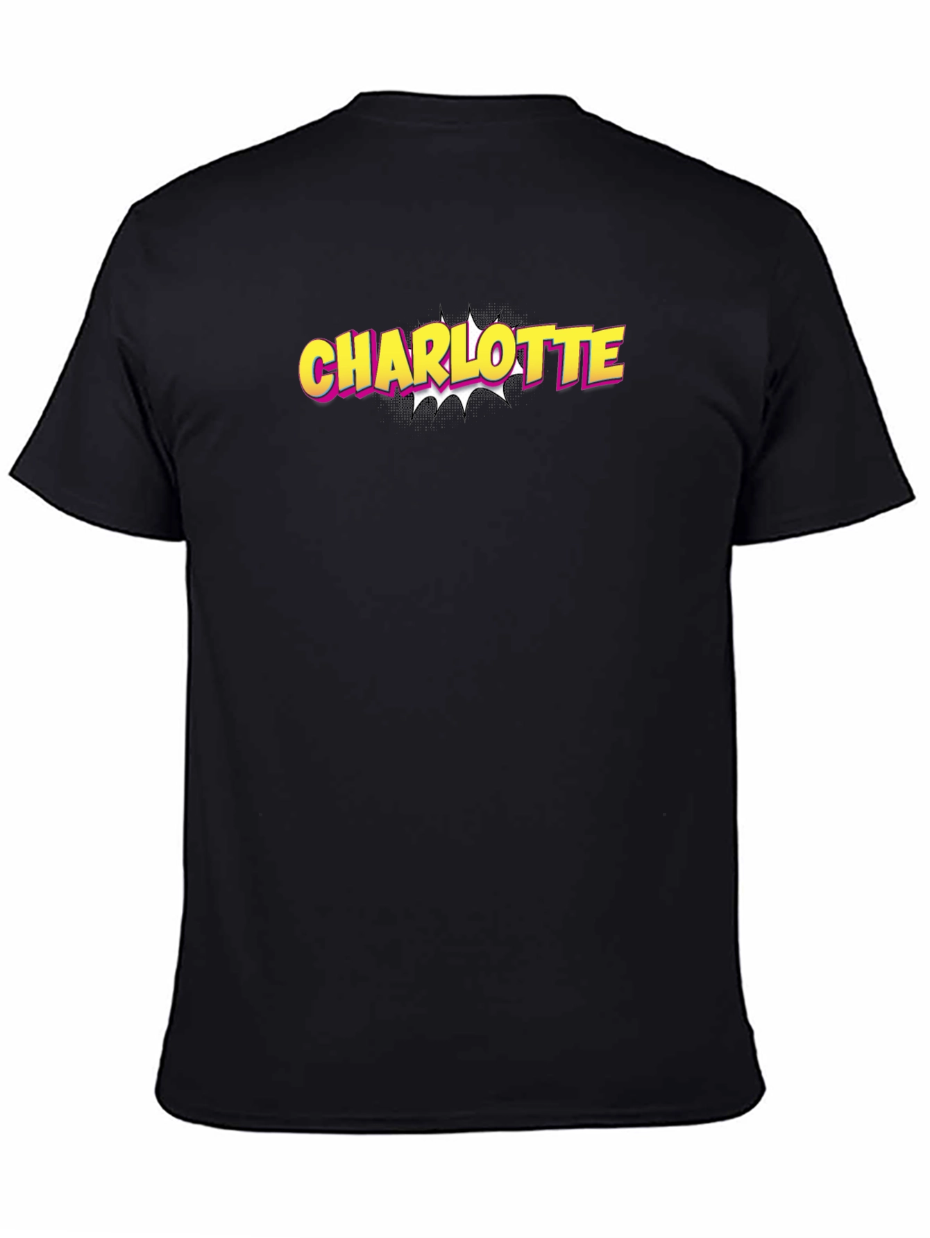 Black Charlotte Comic Style Tee - Black Crew Neck Shirt view 4