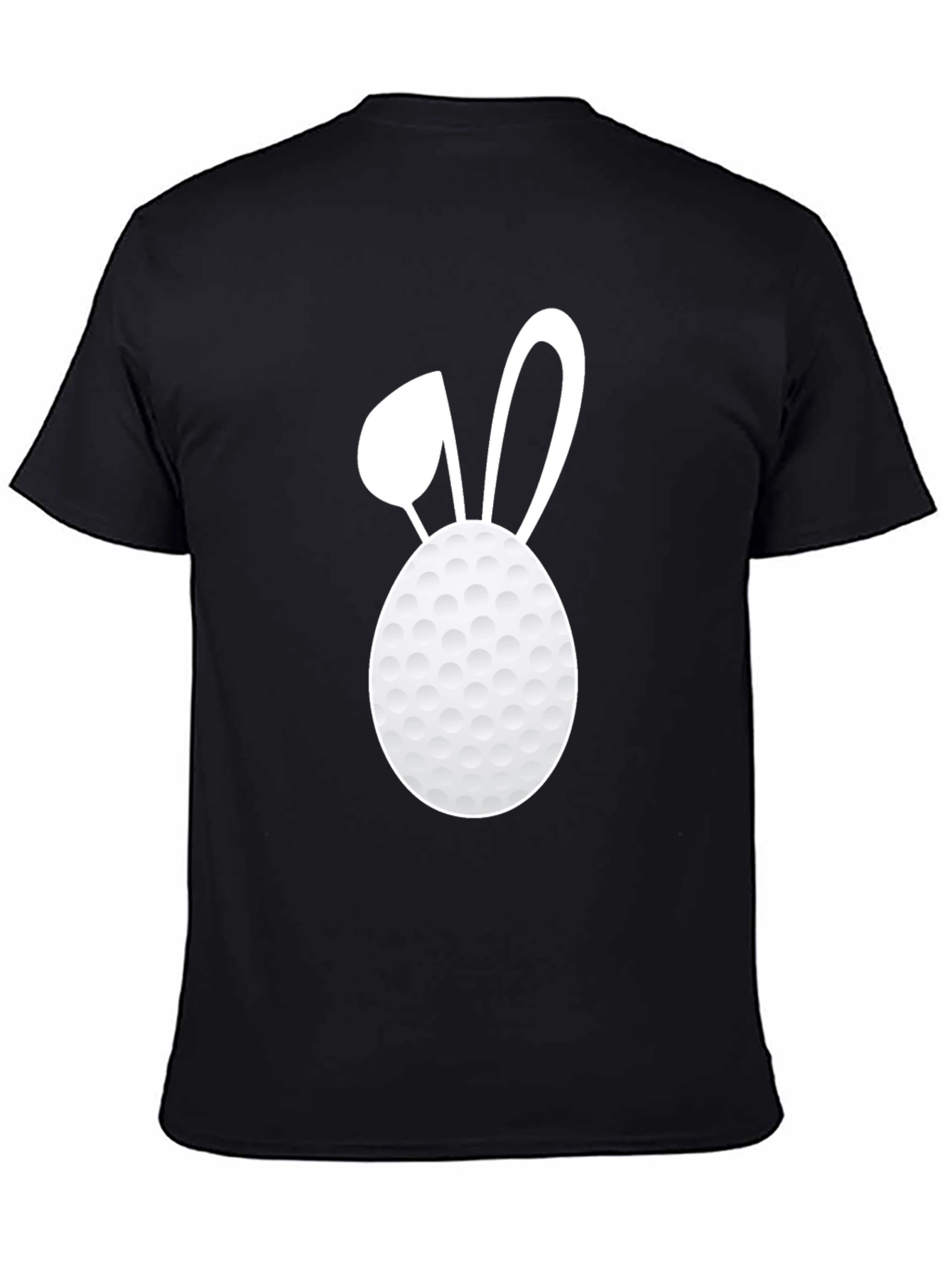 Black Golf Ball Easter Bunny Tee - Black Cotton T-Shirt view 4