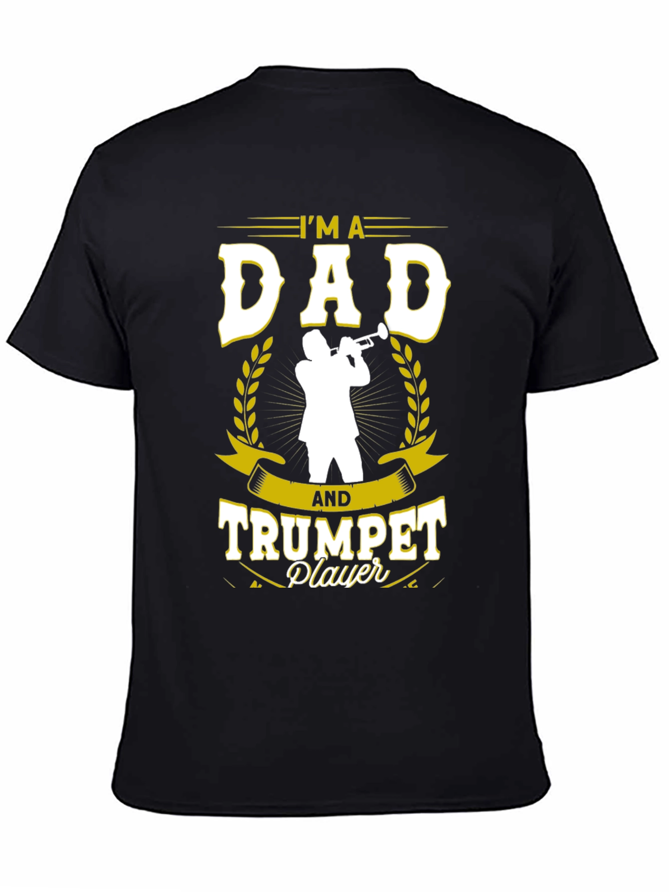 Black Dad and Trumpet Player Black T-Shirt view 4
