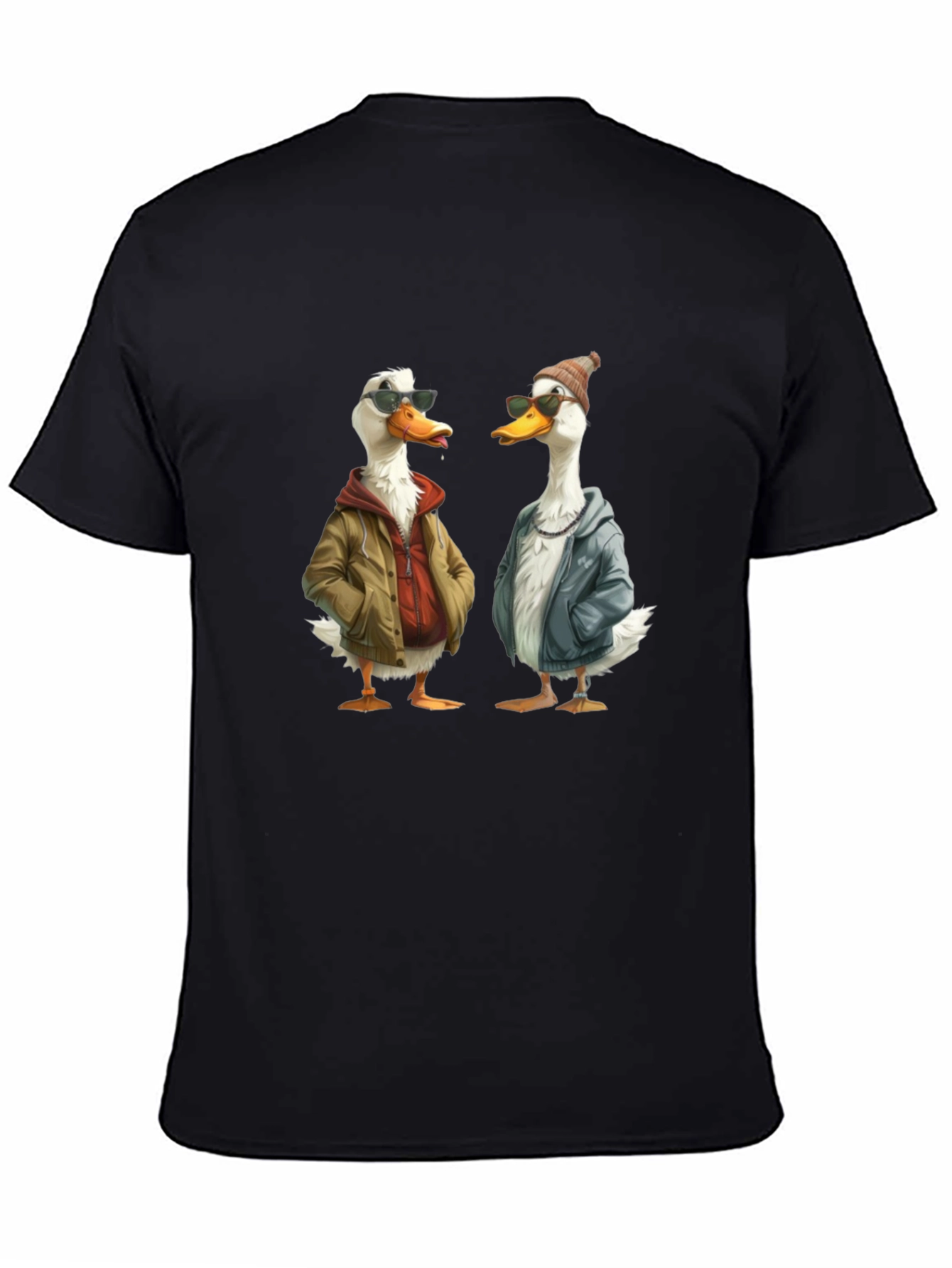 Black Cool Ducks Graphic T-Shirt - Black Crew Neck Tee view 4