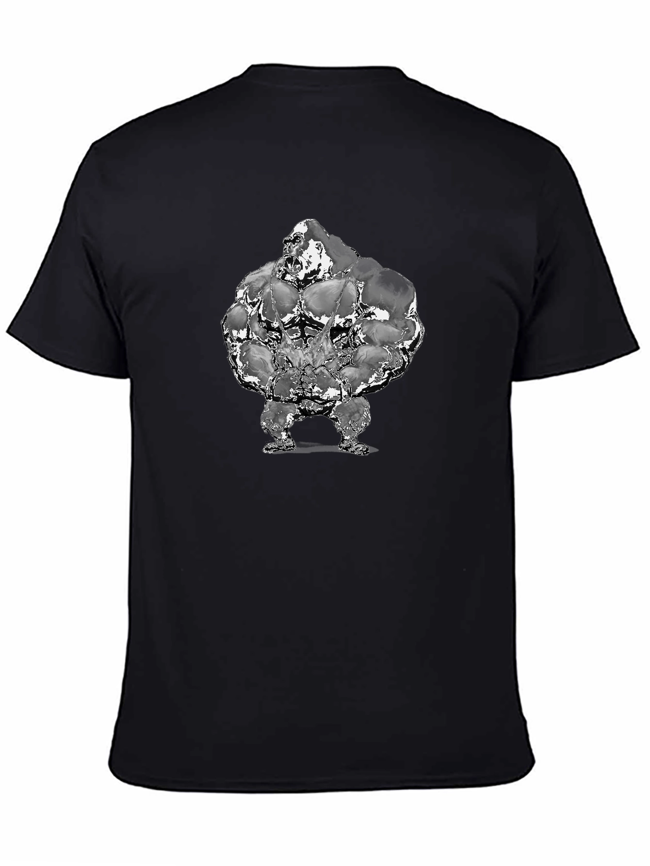 Black Muscle Gorilla Graphic Tee - Black Cotton T-Shirt view 4