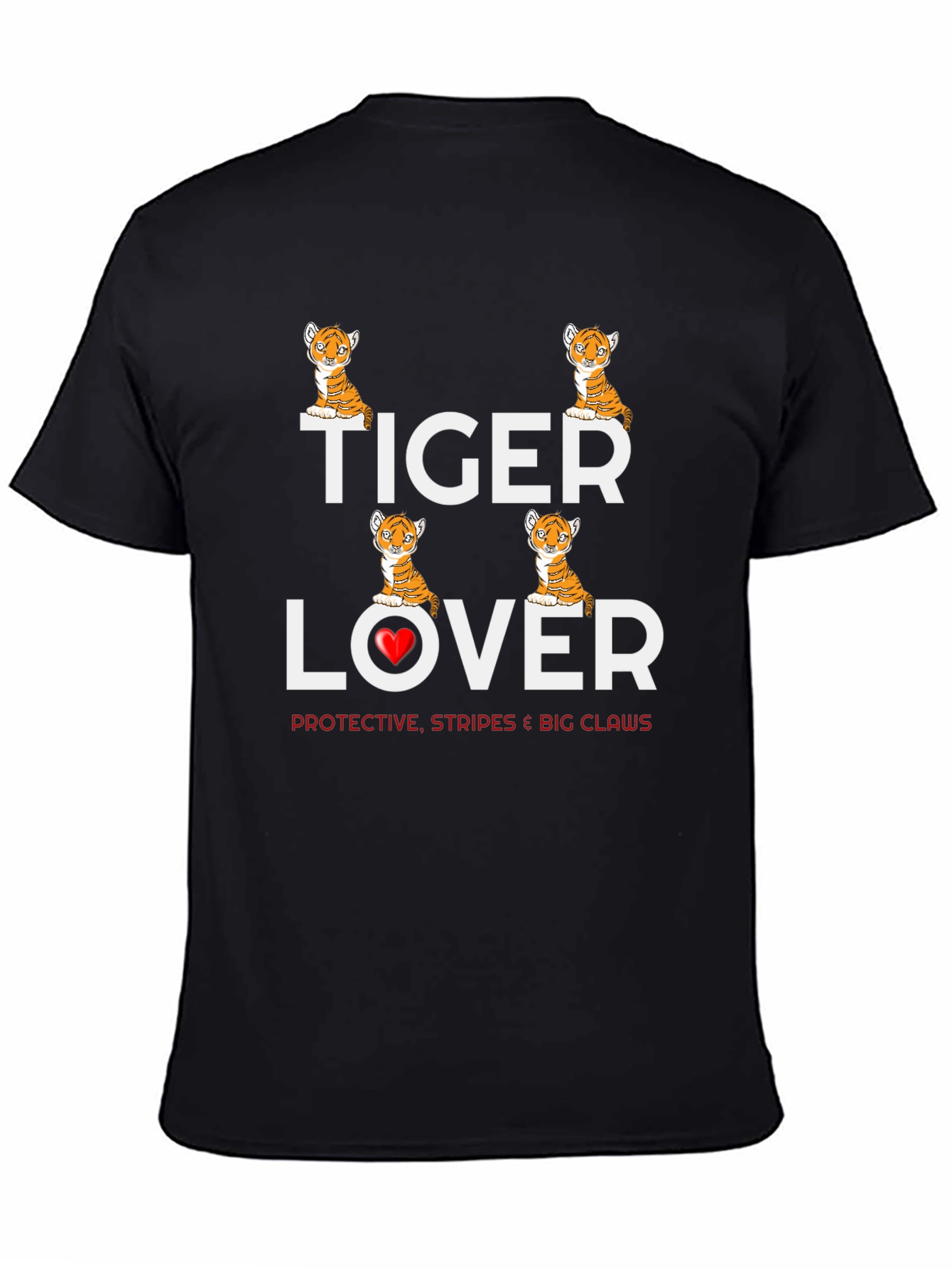 Black Tiger Lover T-Shirt - Cute Animal Graphic Tee view 4