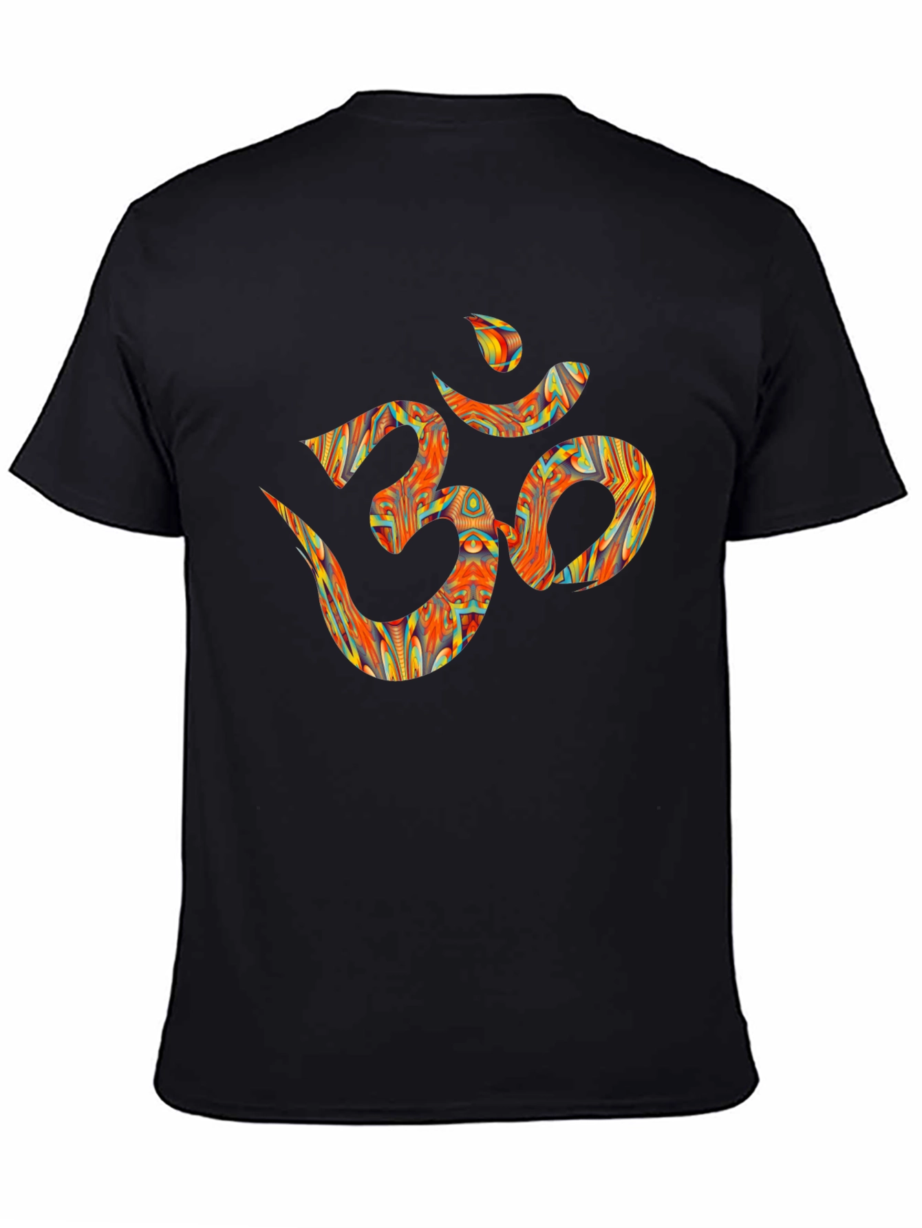 Black Om Design Graphic Tee - Black Cotton T-Shirt view 4