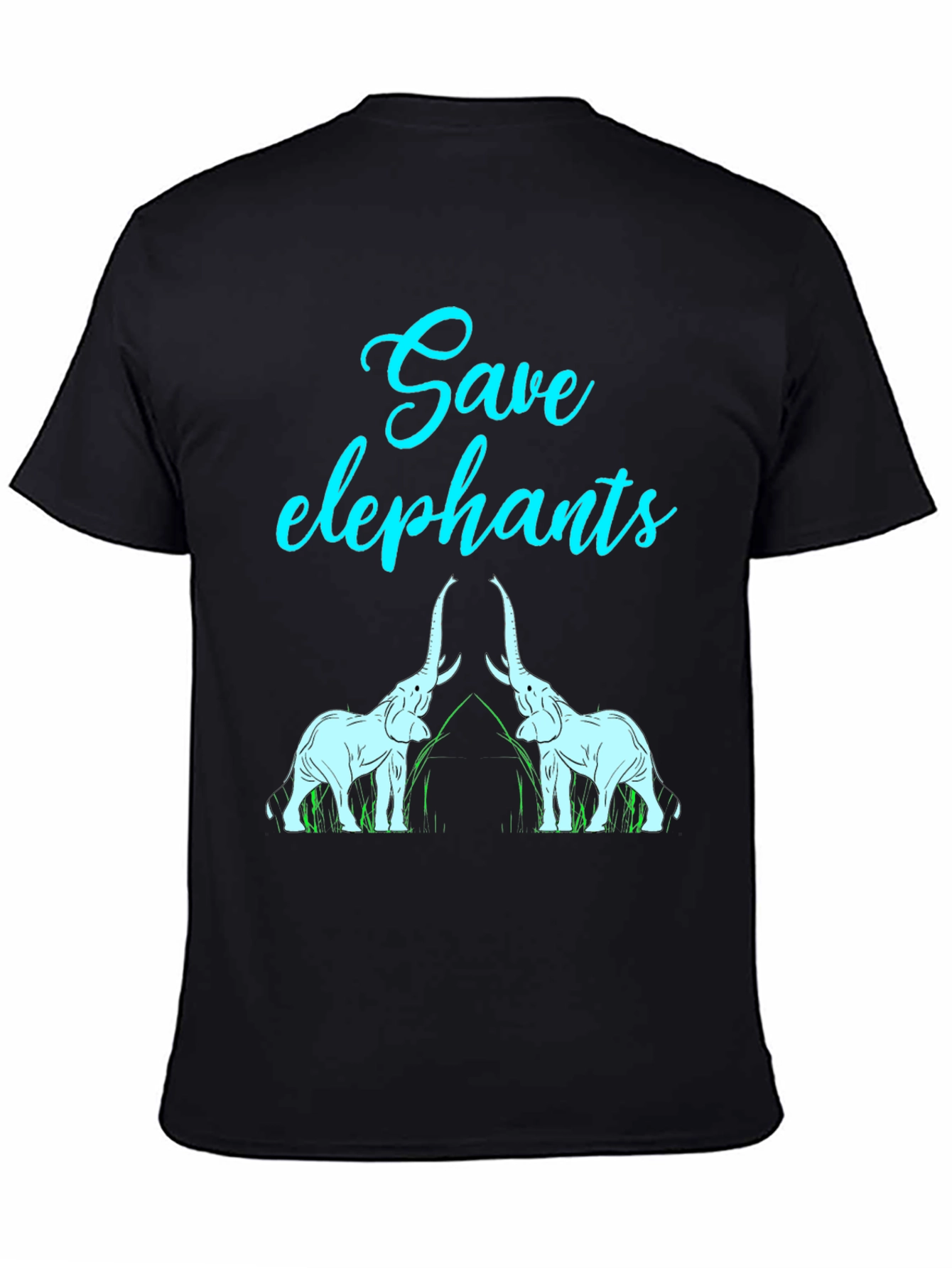 Black Save Elephants Graphic Tee - Wildlife Conservation T-Shirt view 4