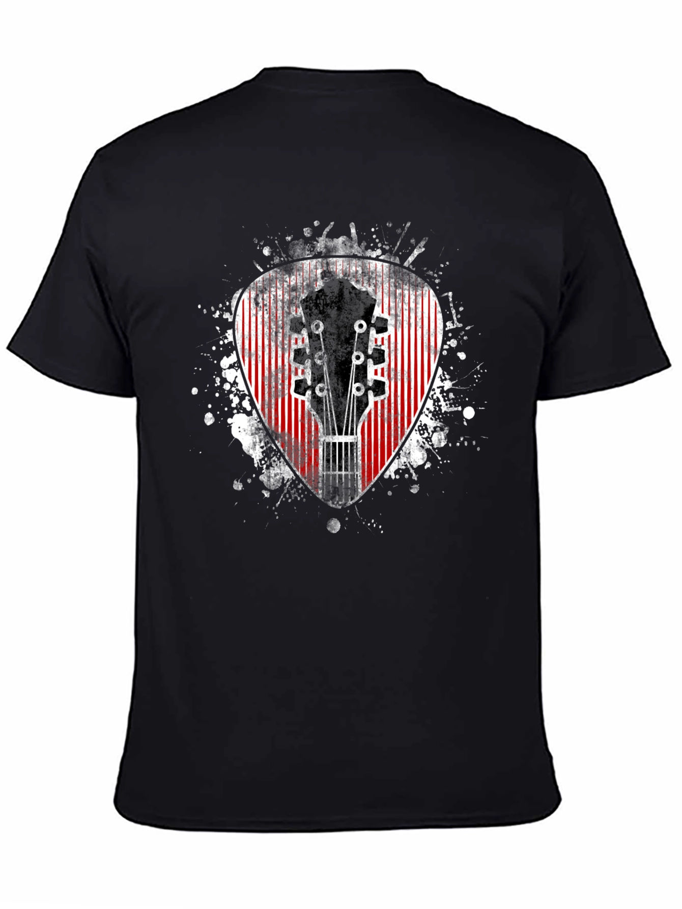 Black Guitar Pick Graphic Tee - Rock & Roll Shirt view 4