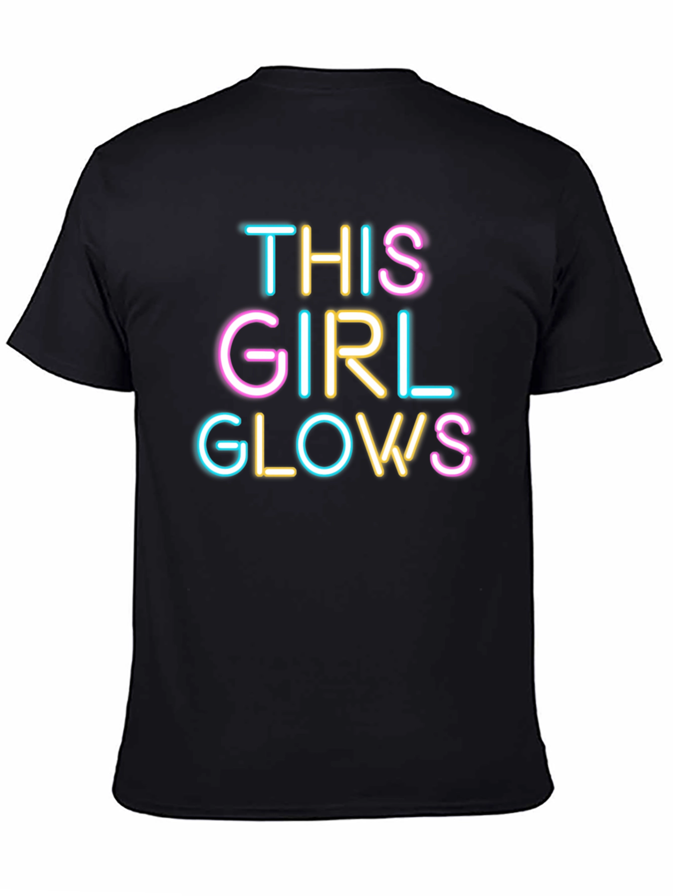 Black This Girl Glows Black Crew Neck Graphic Tee view 4