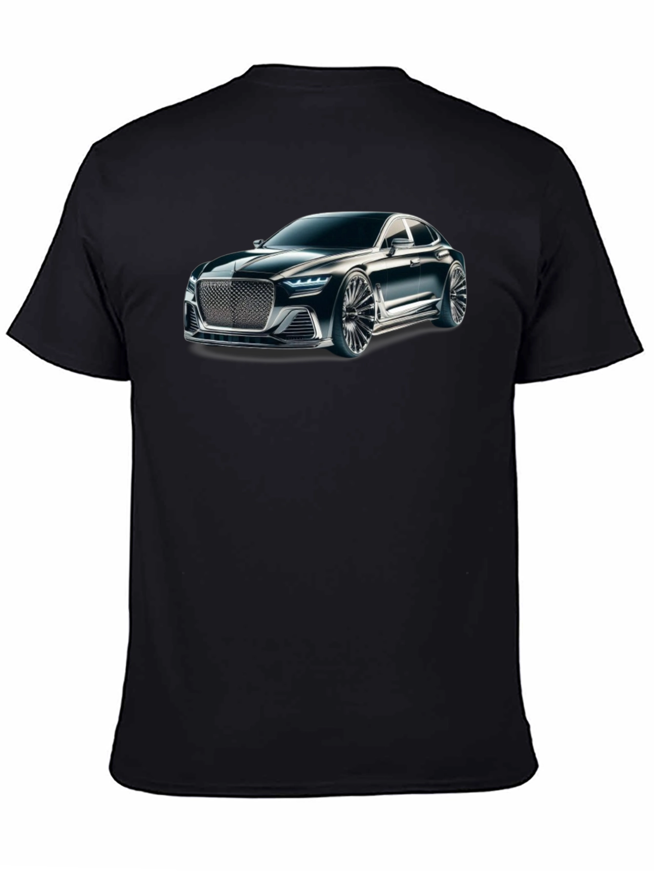 Black Sleek Car Graphic Black T-Shirt view 4