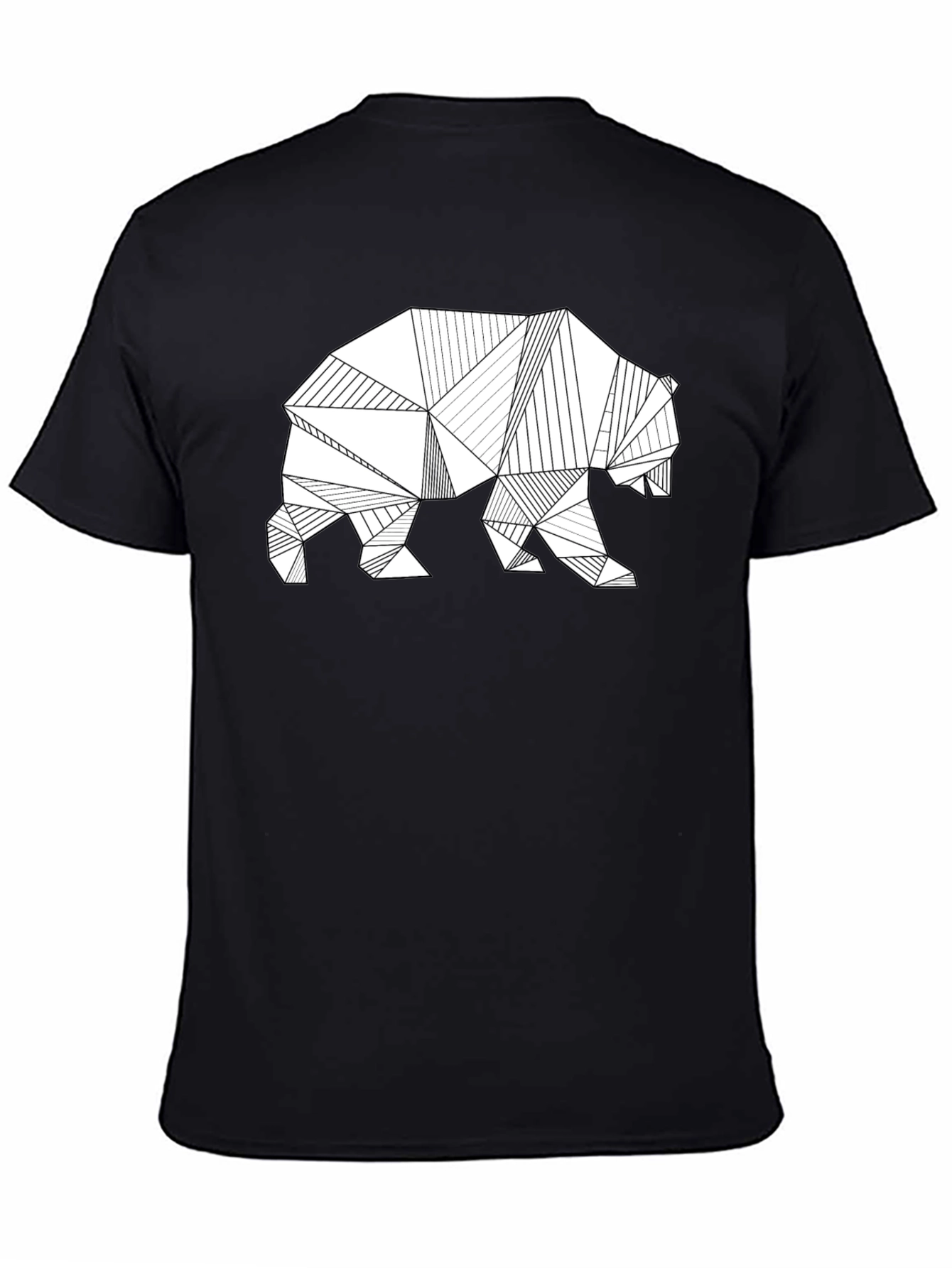 Black Geometric Bear Graphic T-Shirt - Modern Style view 4