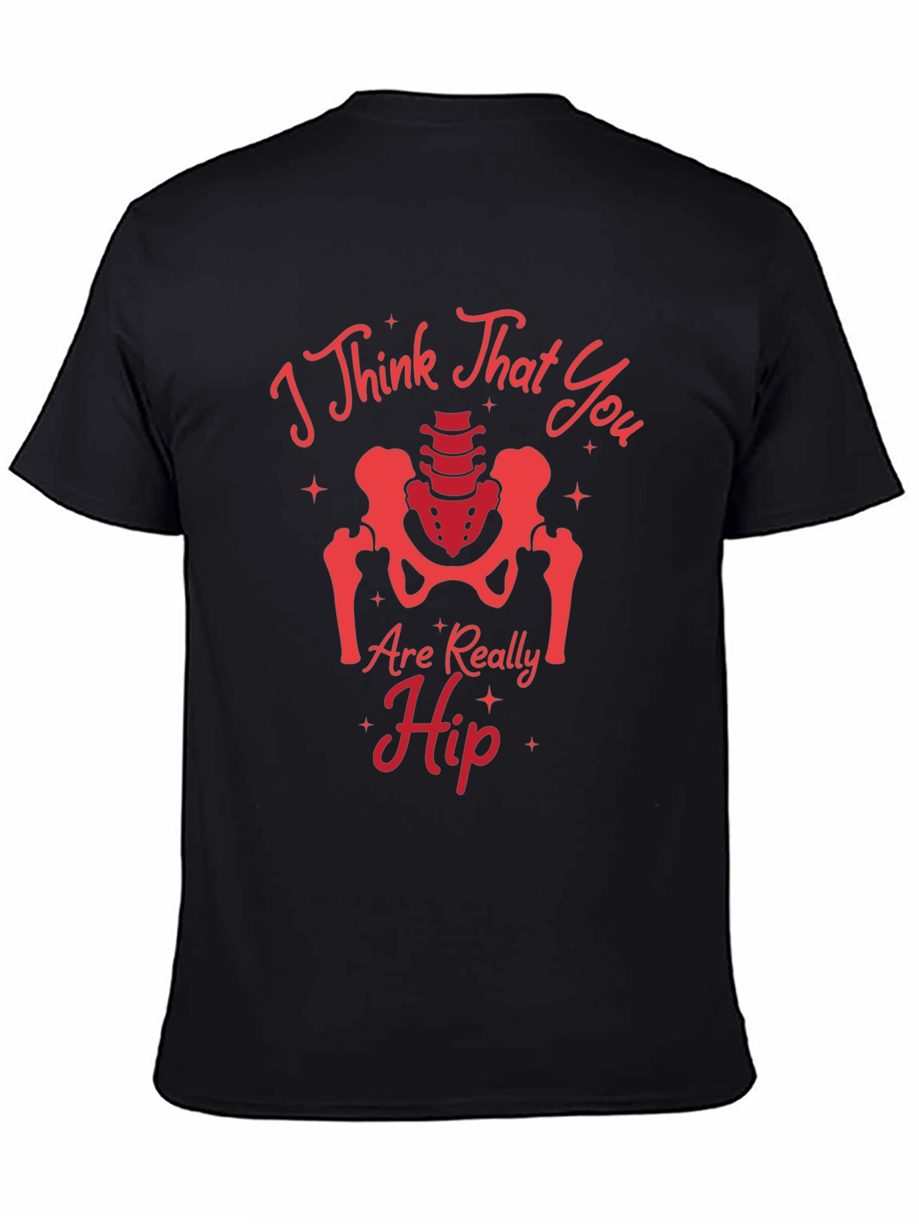 Black Funny Anatomy "Hip" Black Graphic T-Shirt view 4