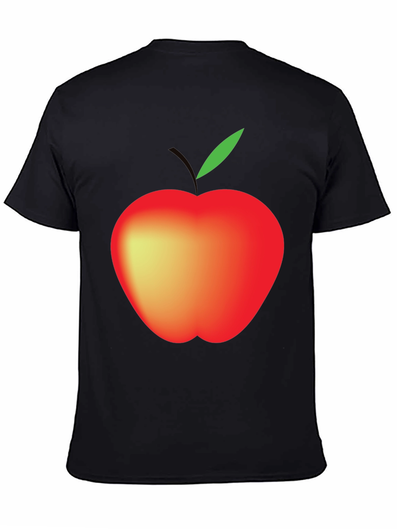 Black Men's Black Apple Graphic T-Shirt view 4