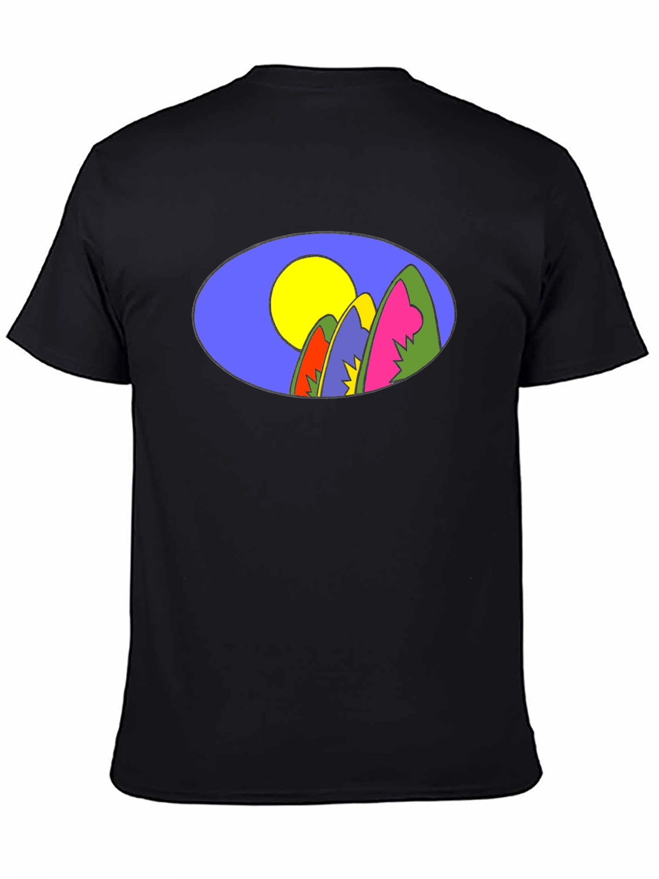 Black Retro Surfboard Graphic Tee - Black Cotton view 4