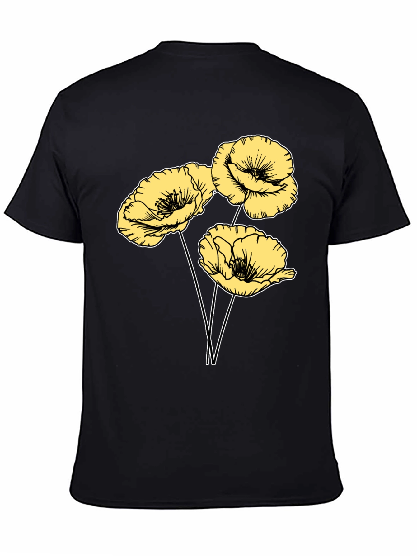 Black Floral Graphic T-Shirt - Black Cotton Blend view 4