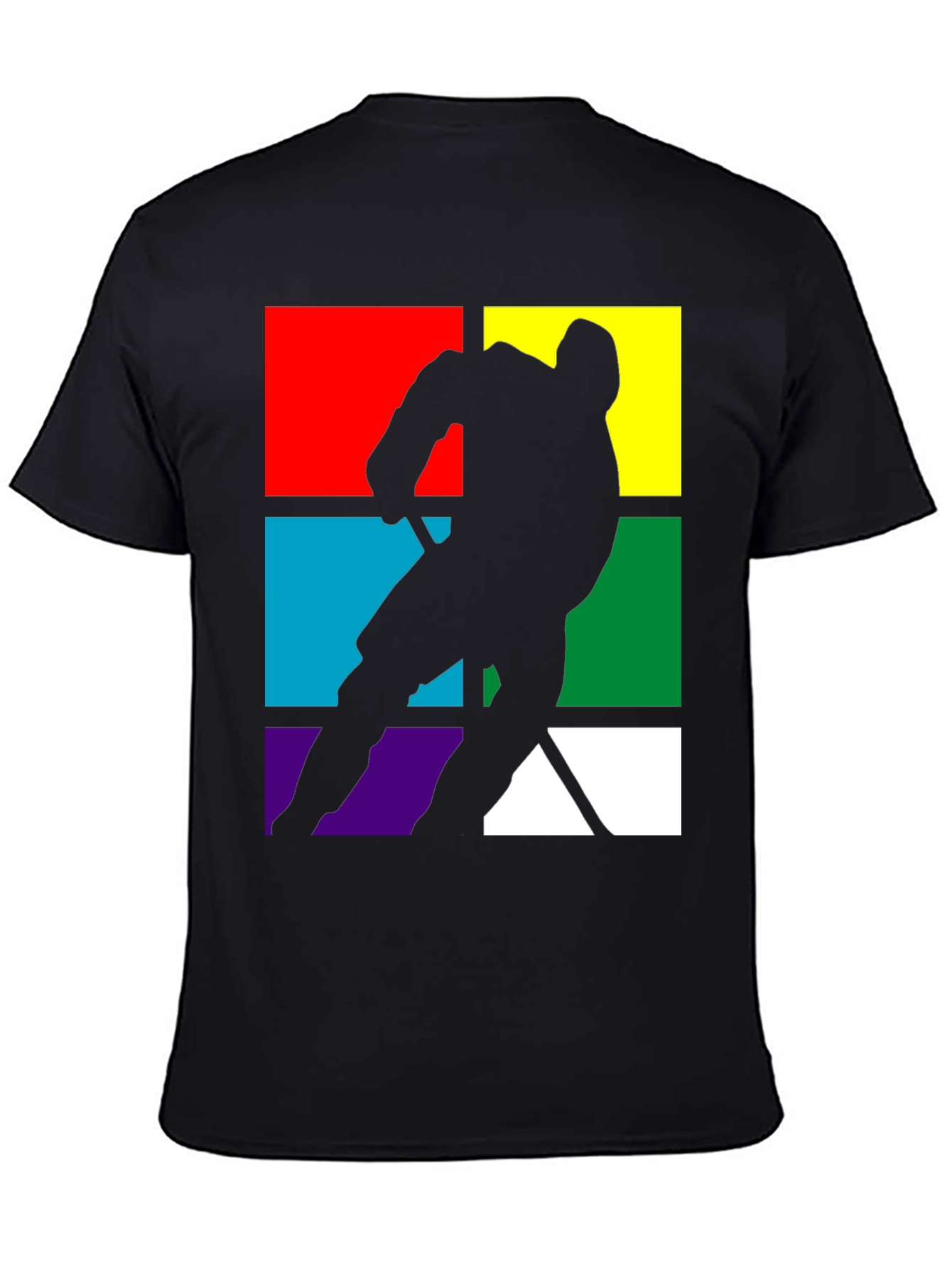 Black Retro Hockey Player Graphic Tee view 4