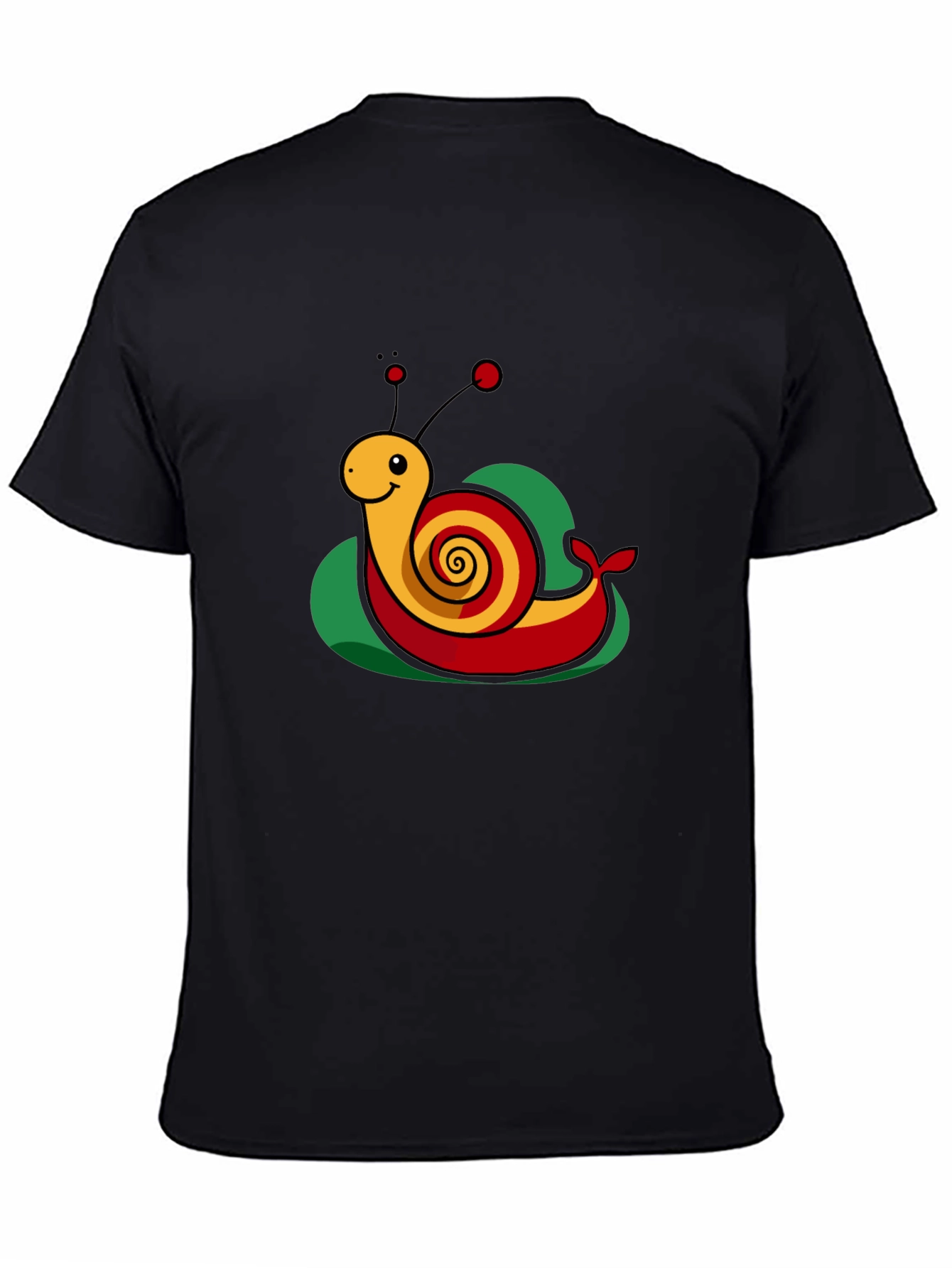 Black Snail Cartoon Graphic Tee - Black Cotton Casual Shirt view 4