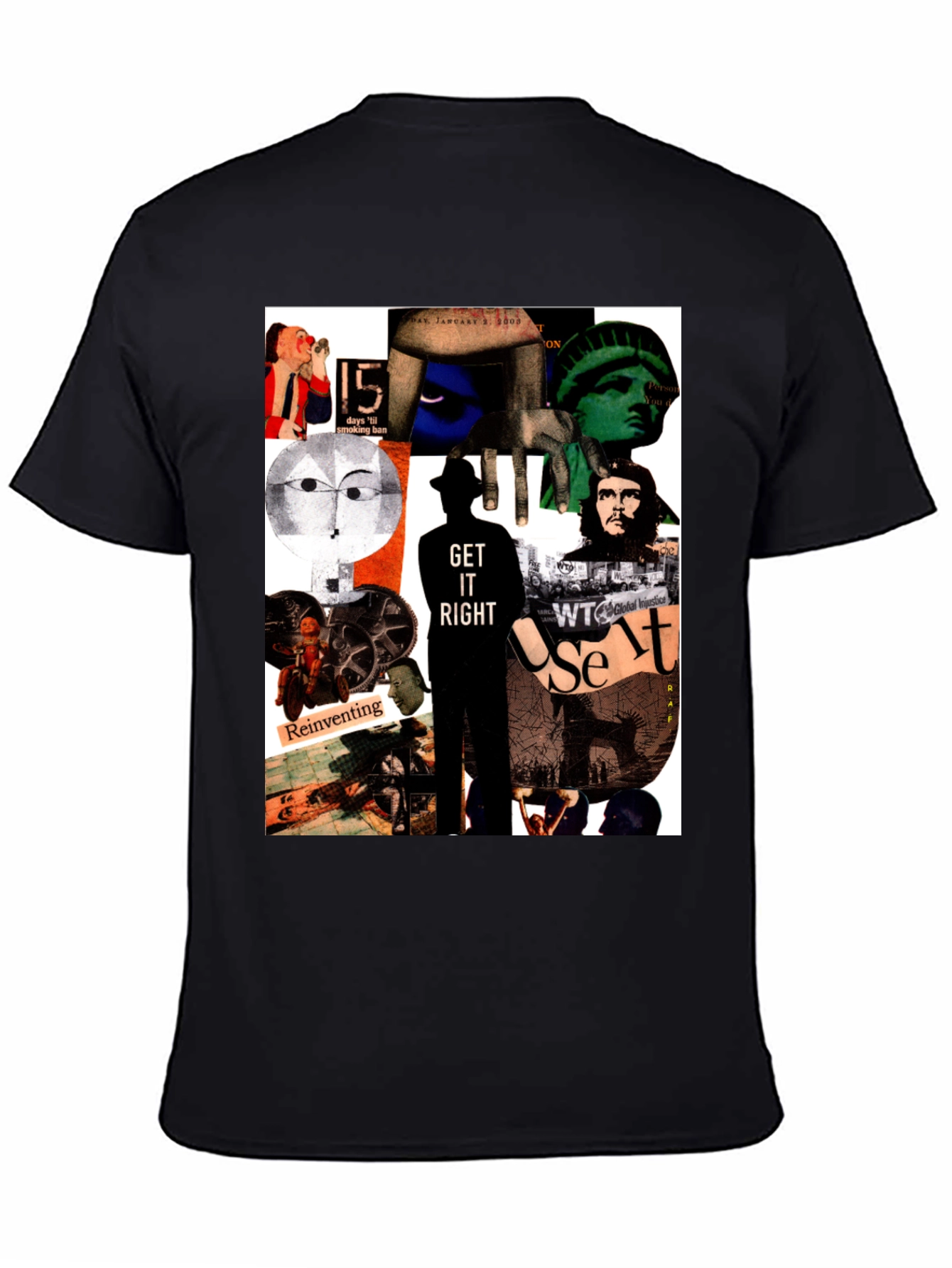 Black Artistic Collage Graphic T-Shirt view 4