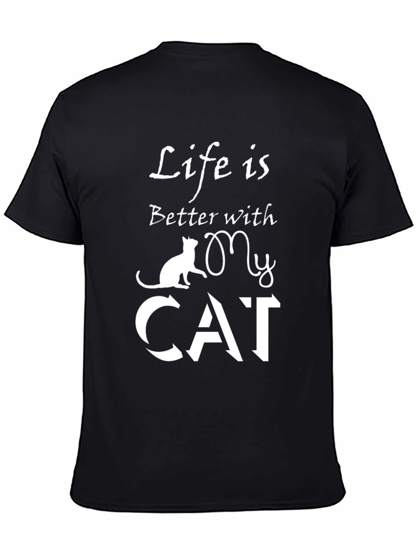Black Life is Better with My Cat T-Shirt view 4