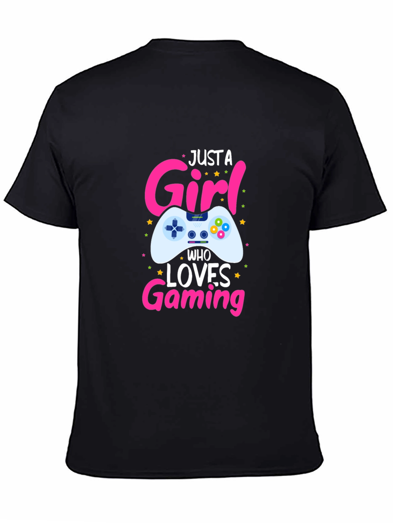 Black Just a Girl Who Loves Gaming T-Shirt view 4