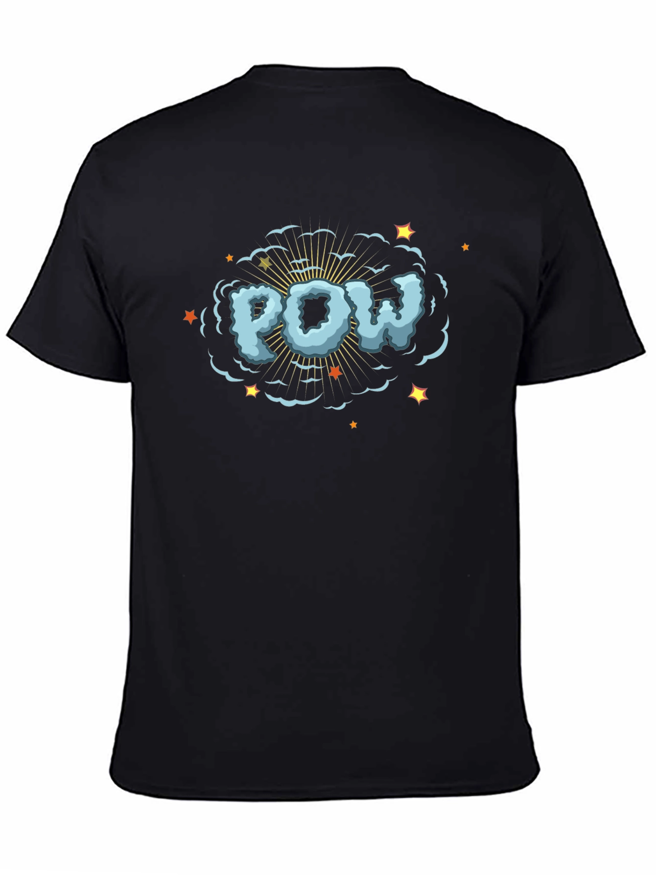 Black POW Comic Style Graphic Print T-Shirt view 4
