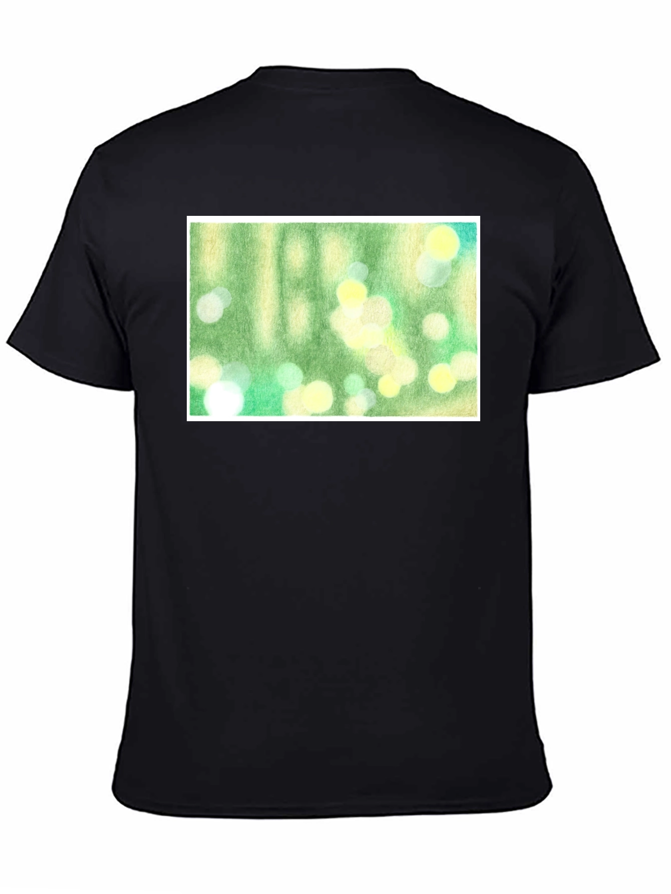 Black Green Bokeh Art Black T-Shirt view 4