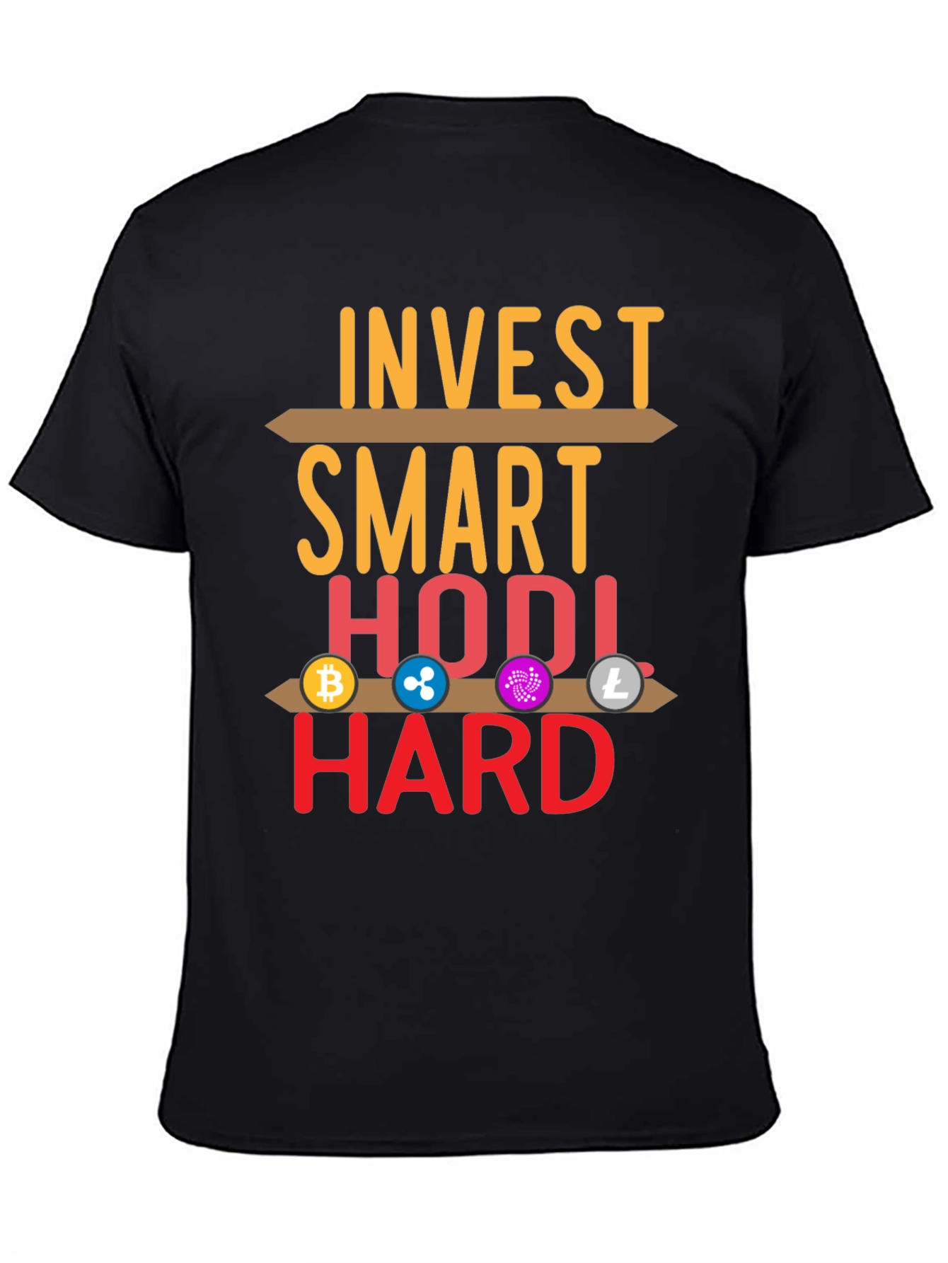 Black Invest Smart HODL Hard Crypto T-Shirt view 4