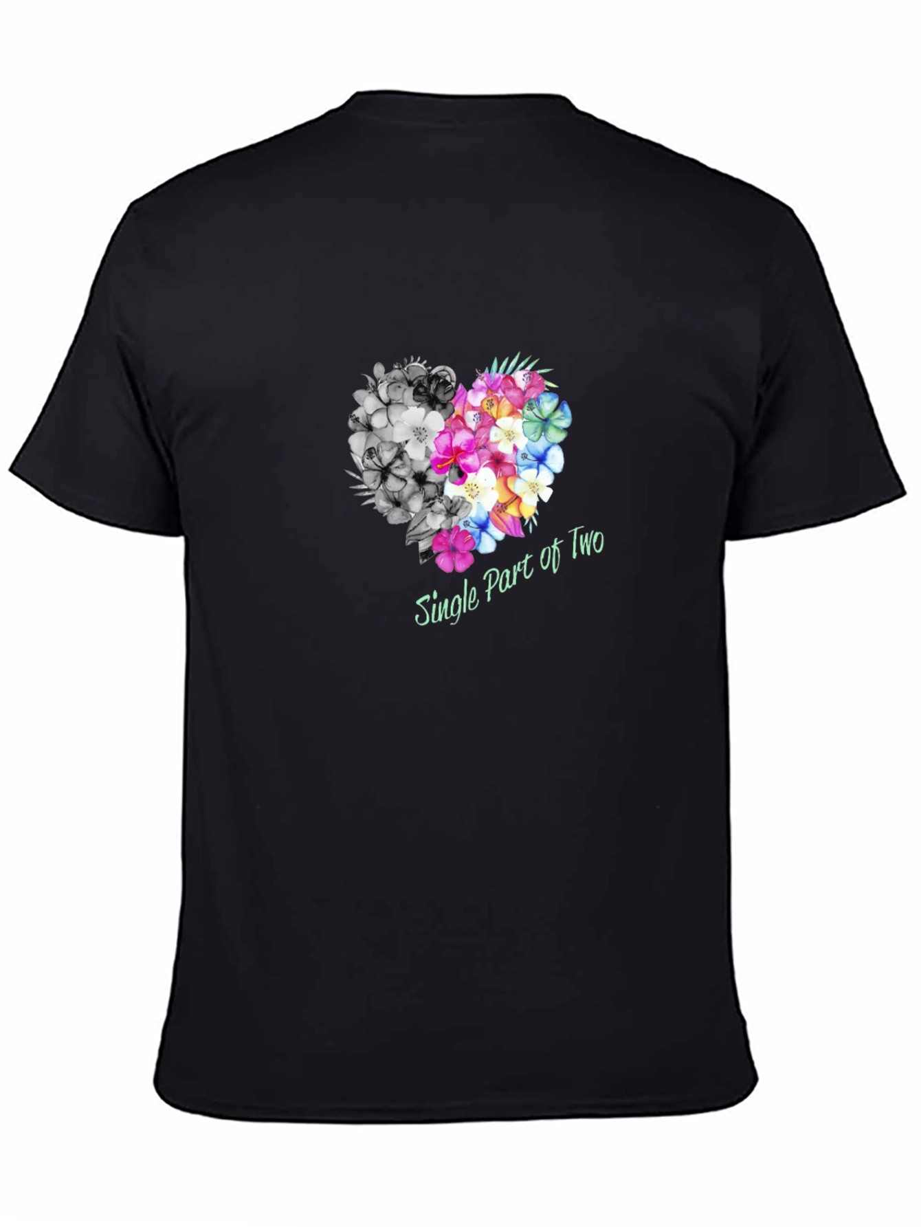 Black Single Part of Two Floral Heart T-Shirt view 4