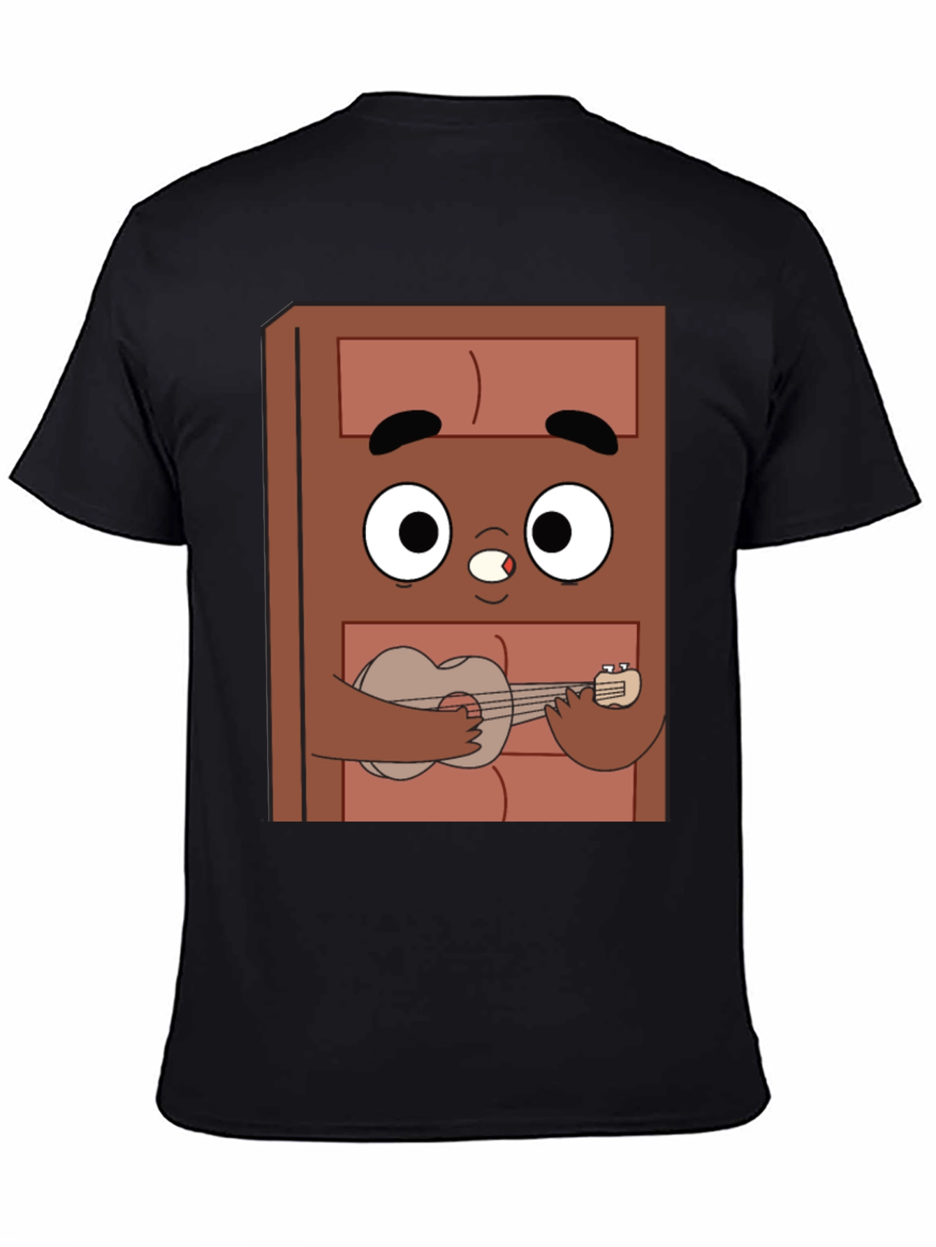 Black Cartoon Character Ukulele T-Shirt view 4