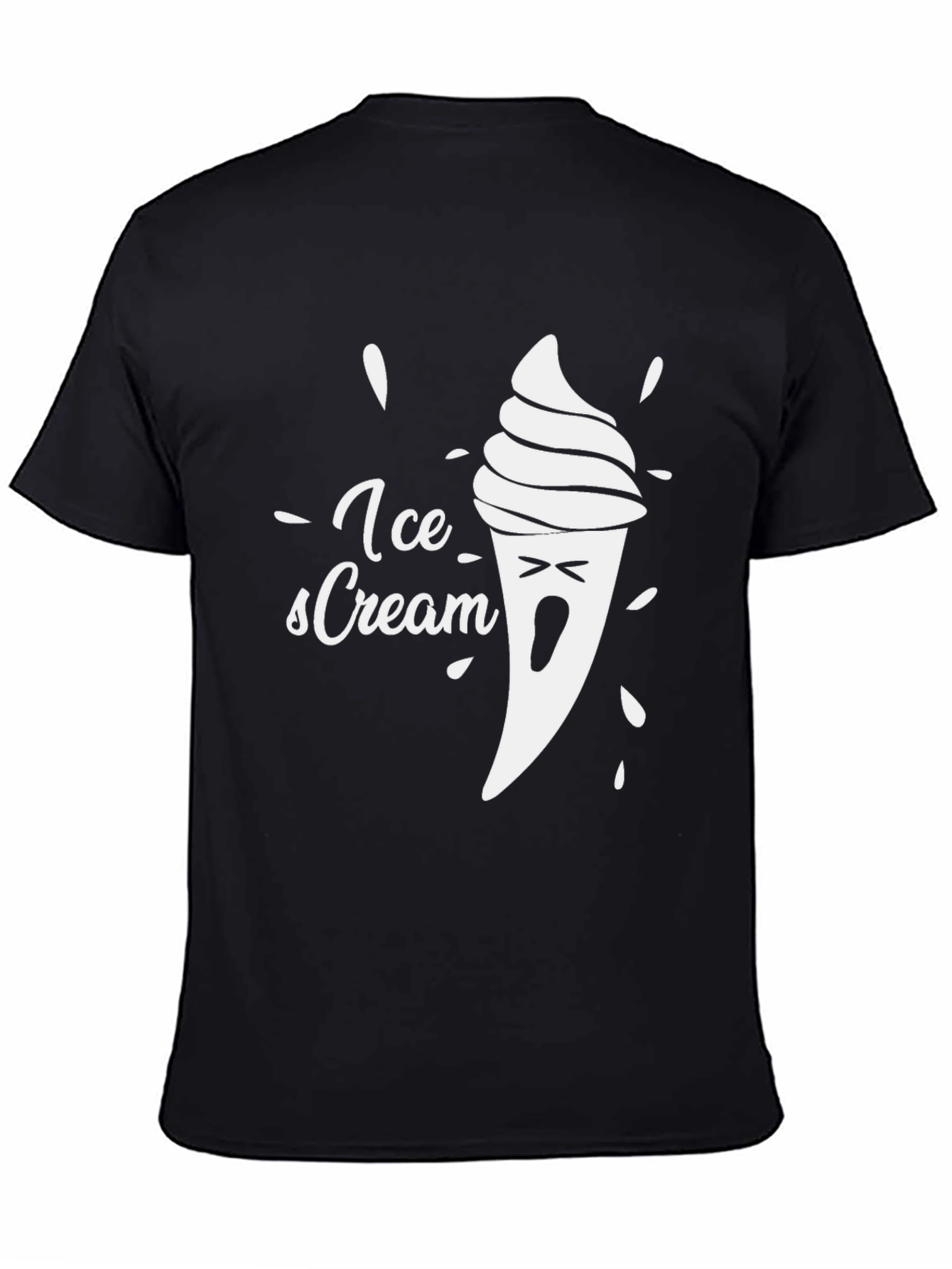 Black Funny Ice Cream Graphic Tee - Black Cotton T-Shirt view 4