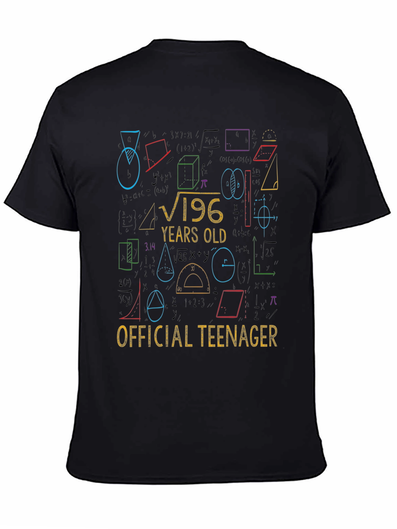 Black Funny 14th Birthday Math Equation Teenager T-Shirt view 4