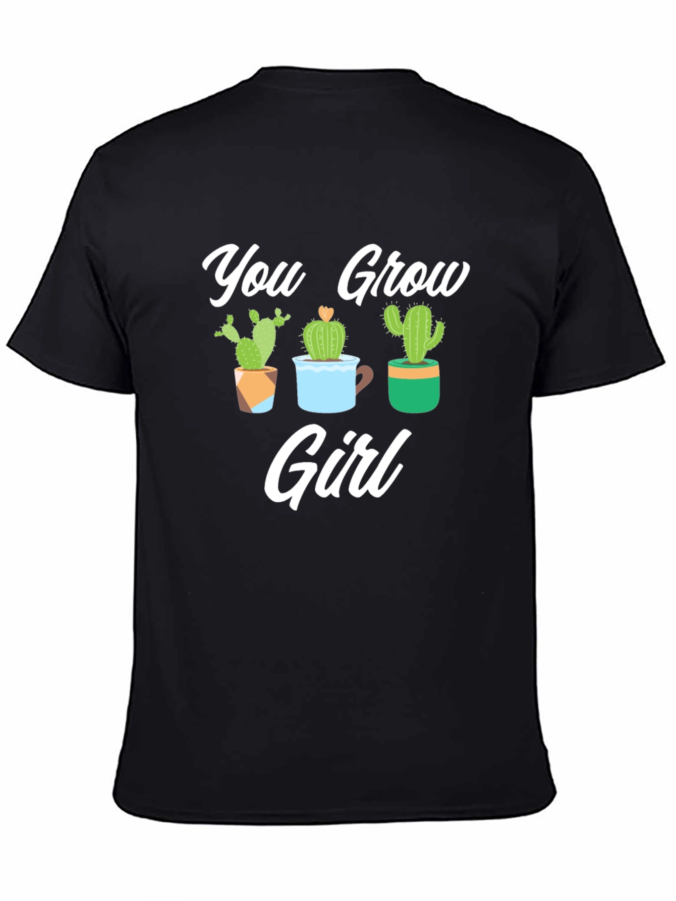 Black You Grow Girl Cactus Graphic Tee Shirt view 4