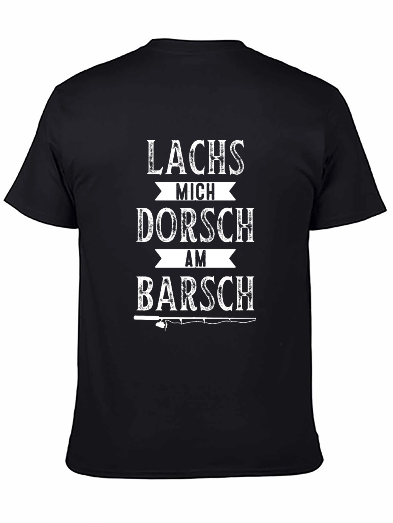 Black Fishing Humor Graphic T-Shirt - "Lachs Mich Dorsch Am Barsch" view 4