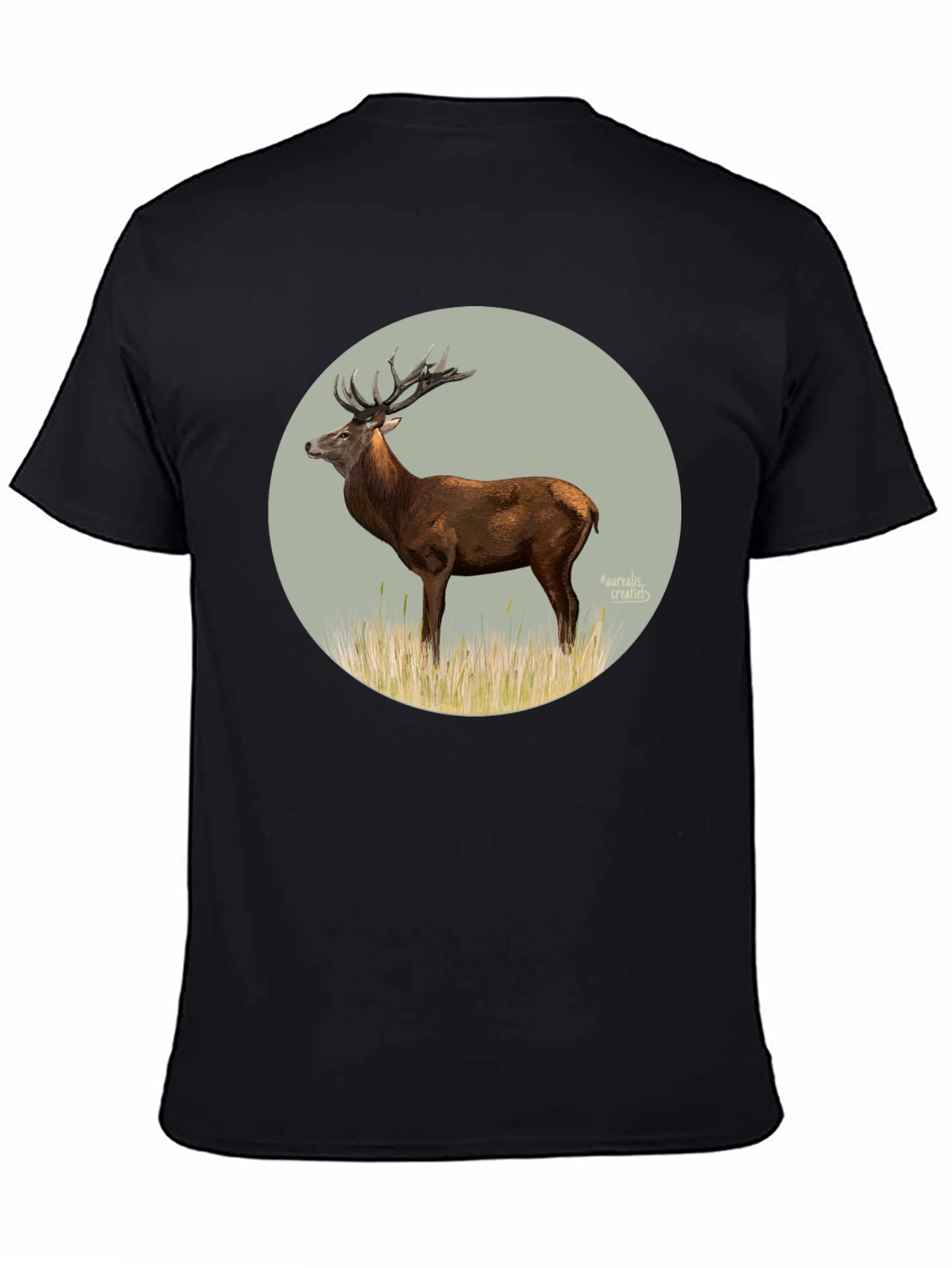 Black Deer Graphic Tee - Black Cotton T-Shirt view 4