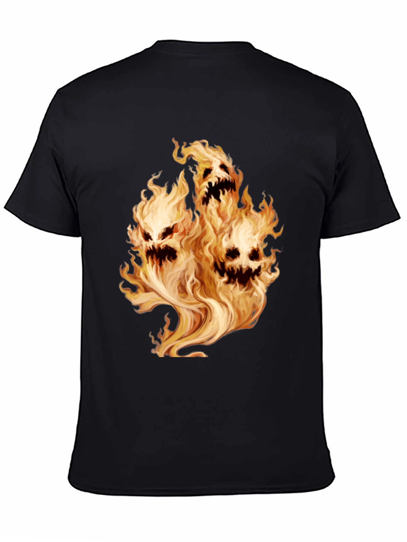 Black Flaming Skull Graphic Tee - Men's Black T-Shirt view 4