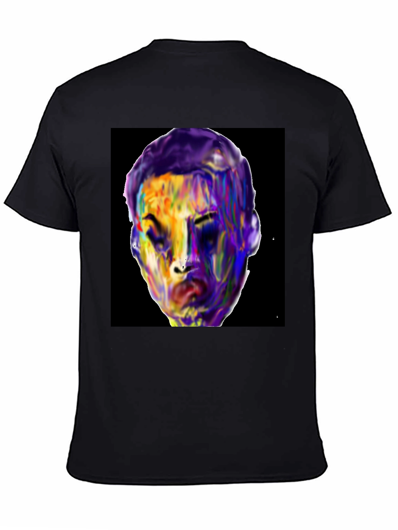 Black Vivid Face Graphic Tee - Black Cotton Blend view 4