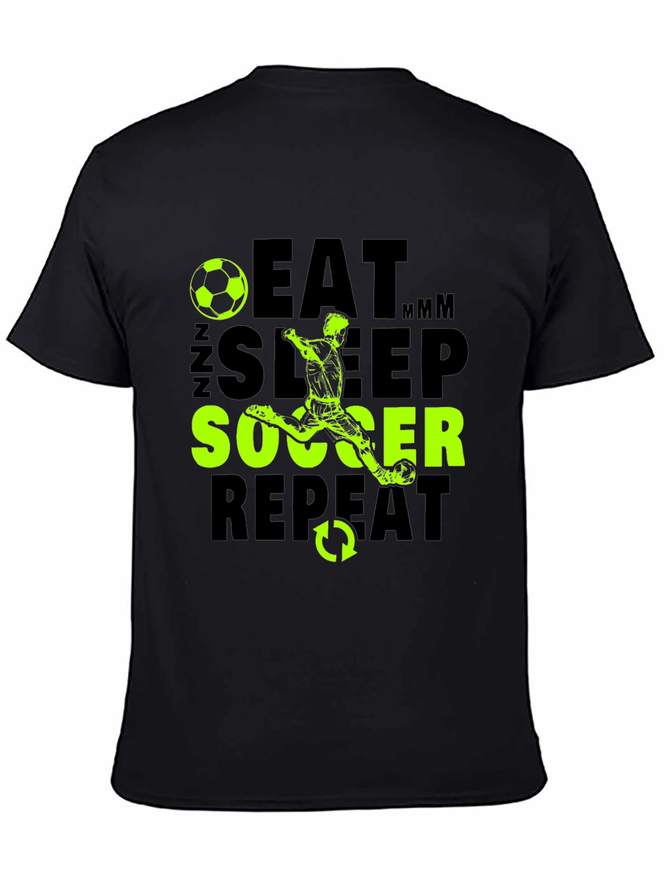Black Eat Sleep Soccer Repeat Graphic T-Shirt view 4