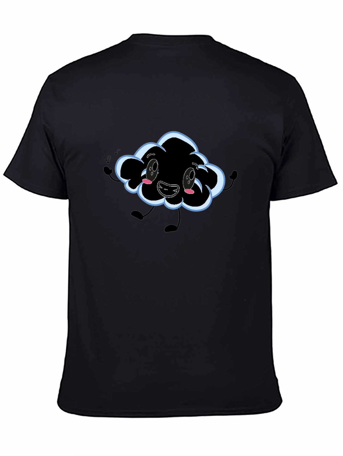 Black Cartoon Cloud Graphic T-Shirt - Black view 4