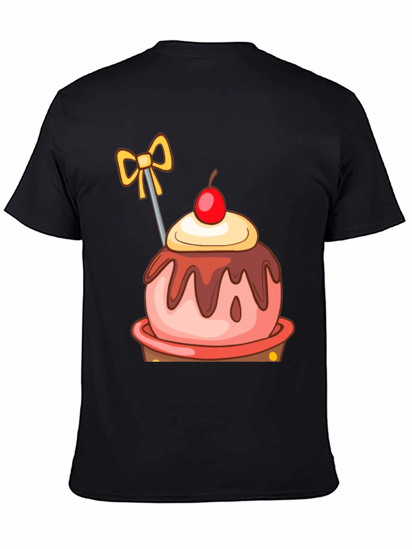 Black Cartoon Cupcake T-Shirt view 4