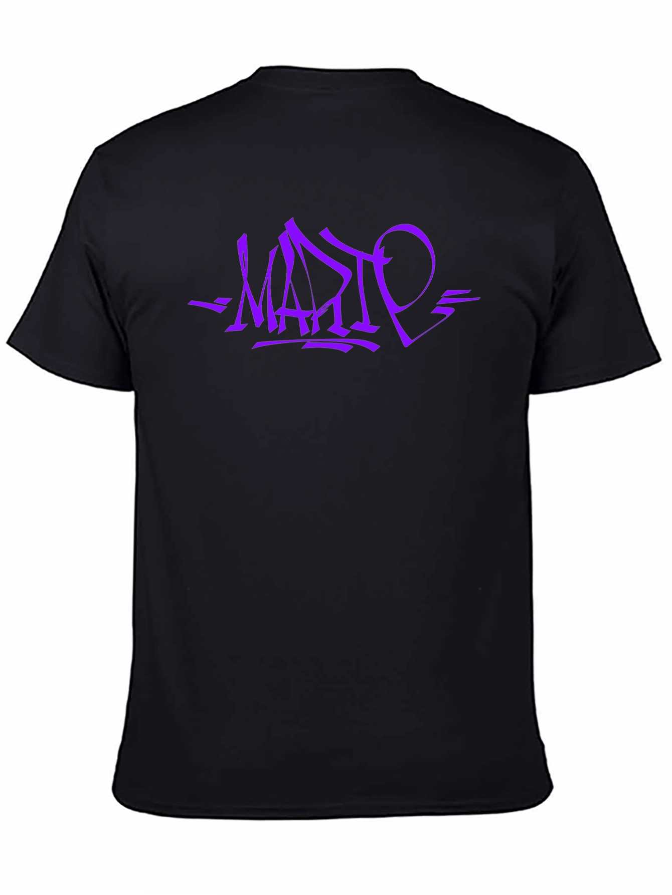 Black Stylish Black T-Shirt with Purple Graffiti Design view 4