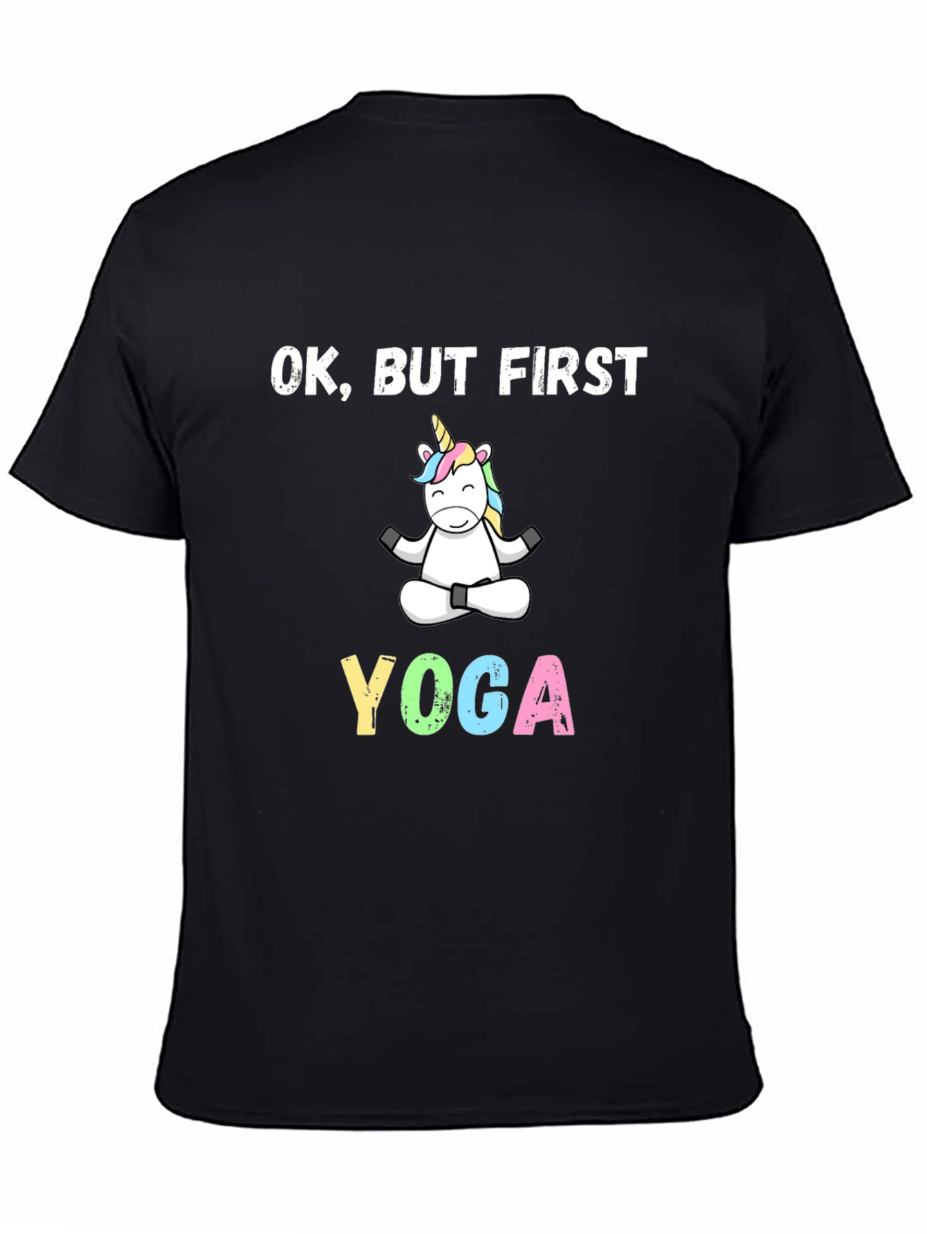 Black Yoga Unicorn T-Shirt - OK, But First Yoga view 4