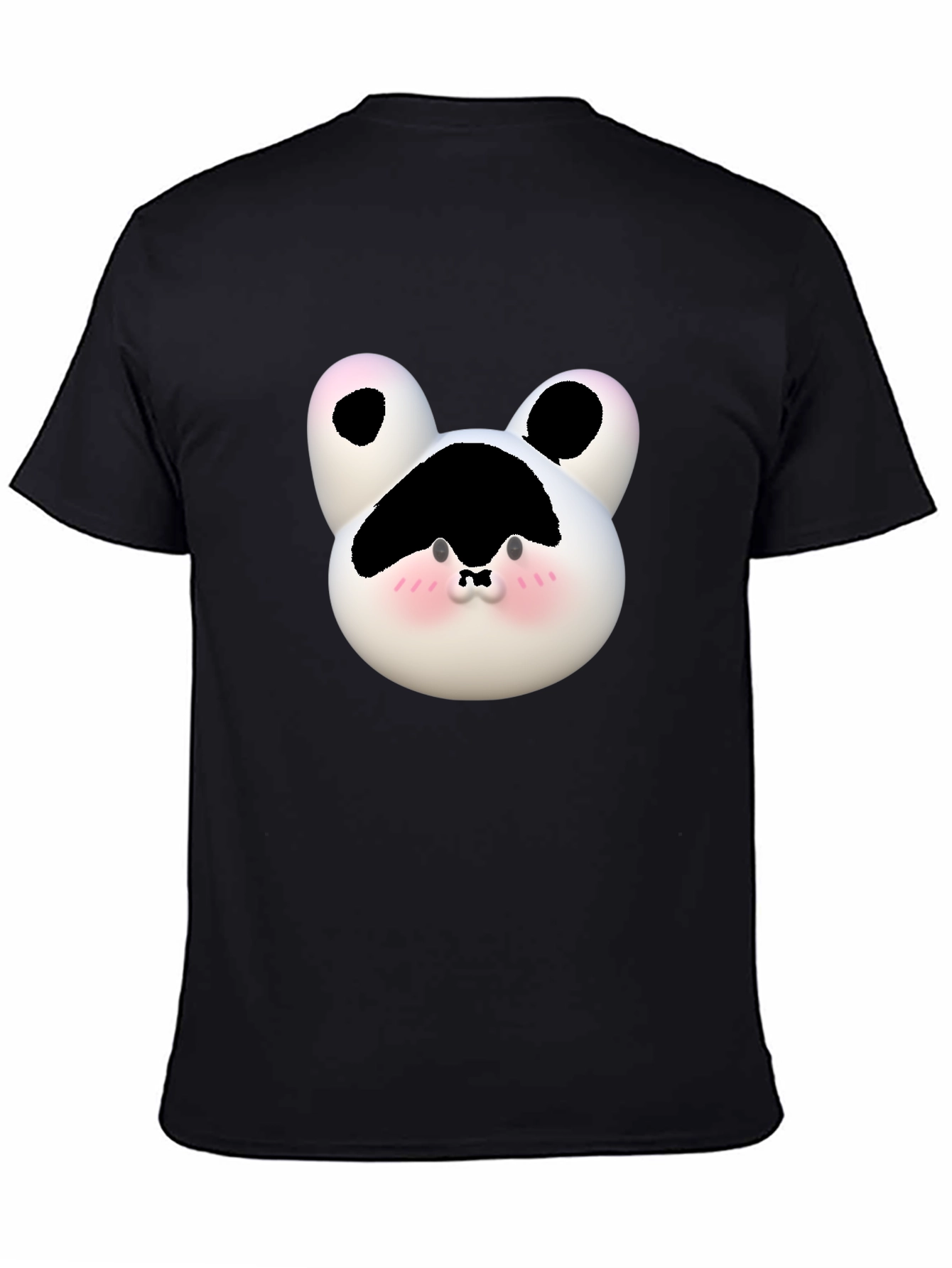 Black Cute Cartoon Cow Face Black T-Shirt view 4