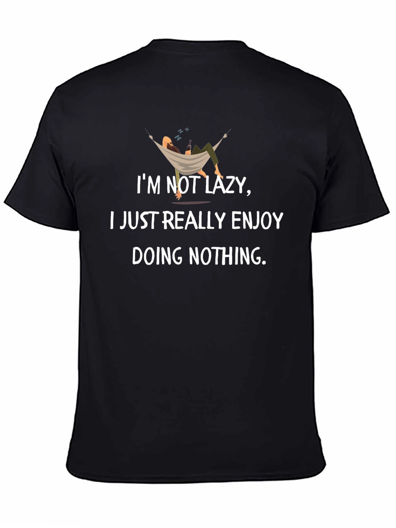 Black Lazy Enjoyment T-Shirt - Doing Nothing view 4