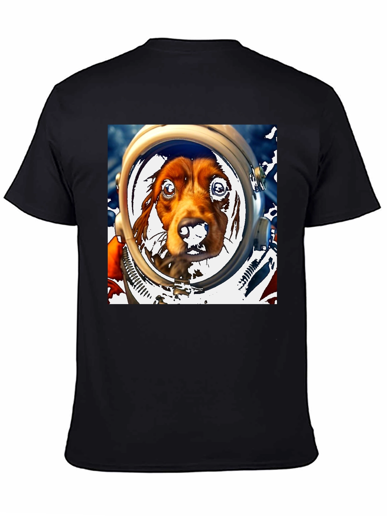 Black Dog Astronaut Graphic Tee - Space Dog Lover T-Shirt view 4
